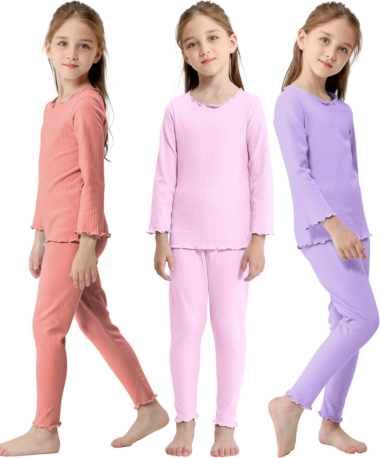 Resinta 3 Pack Girls Kids Thermal Underwear Set Toddler Soft Girls' Top and Long...