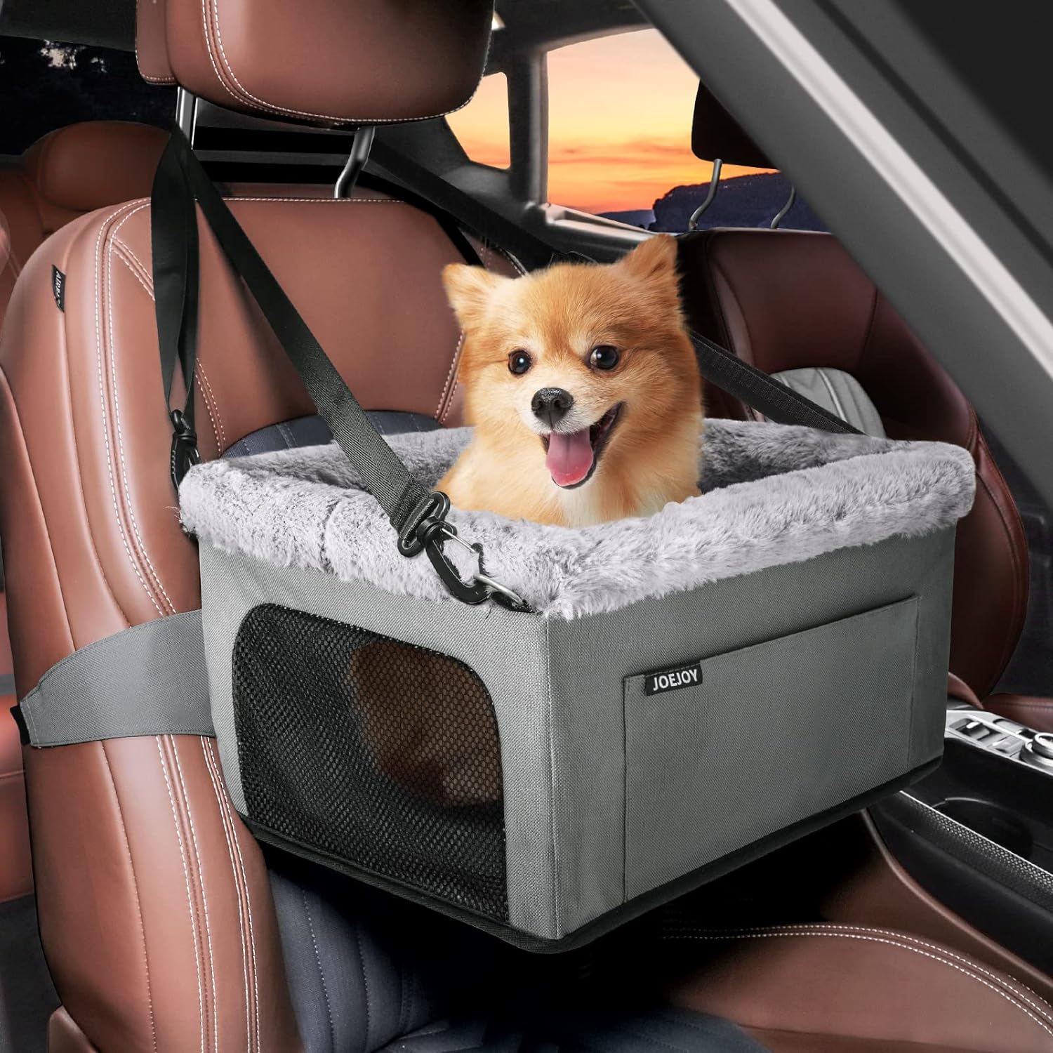 JOEJOY Deluxe Dog Booster Seat with Sturdy Metal Frame and Safety Leash for Smal...