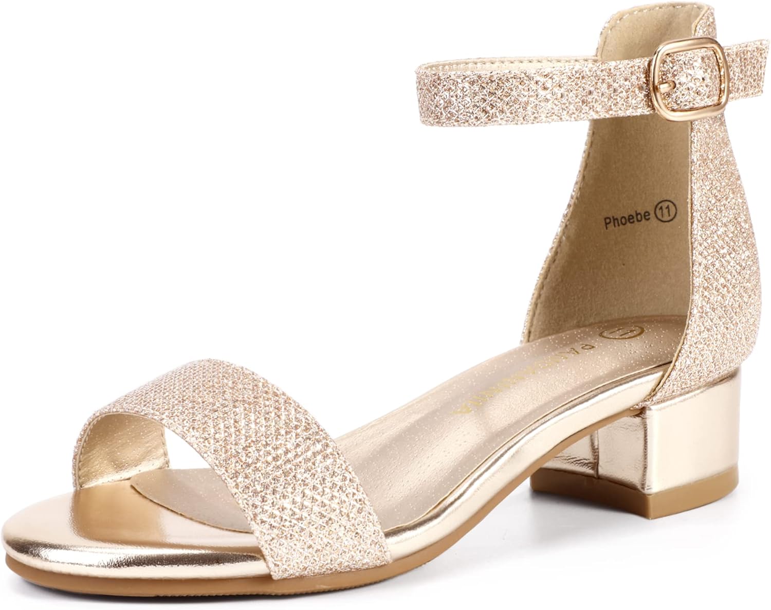 PANDANINJIA Girls Dress Shoes Toddler Kids Heels Sandals Ankle Strap Wedding Par...