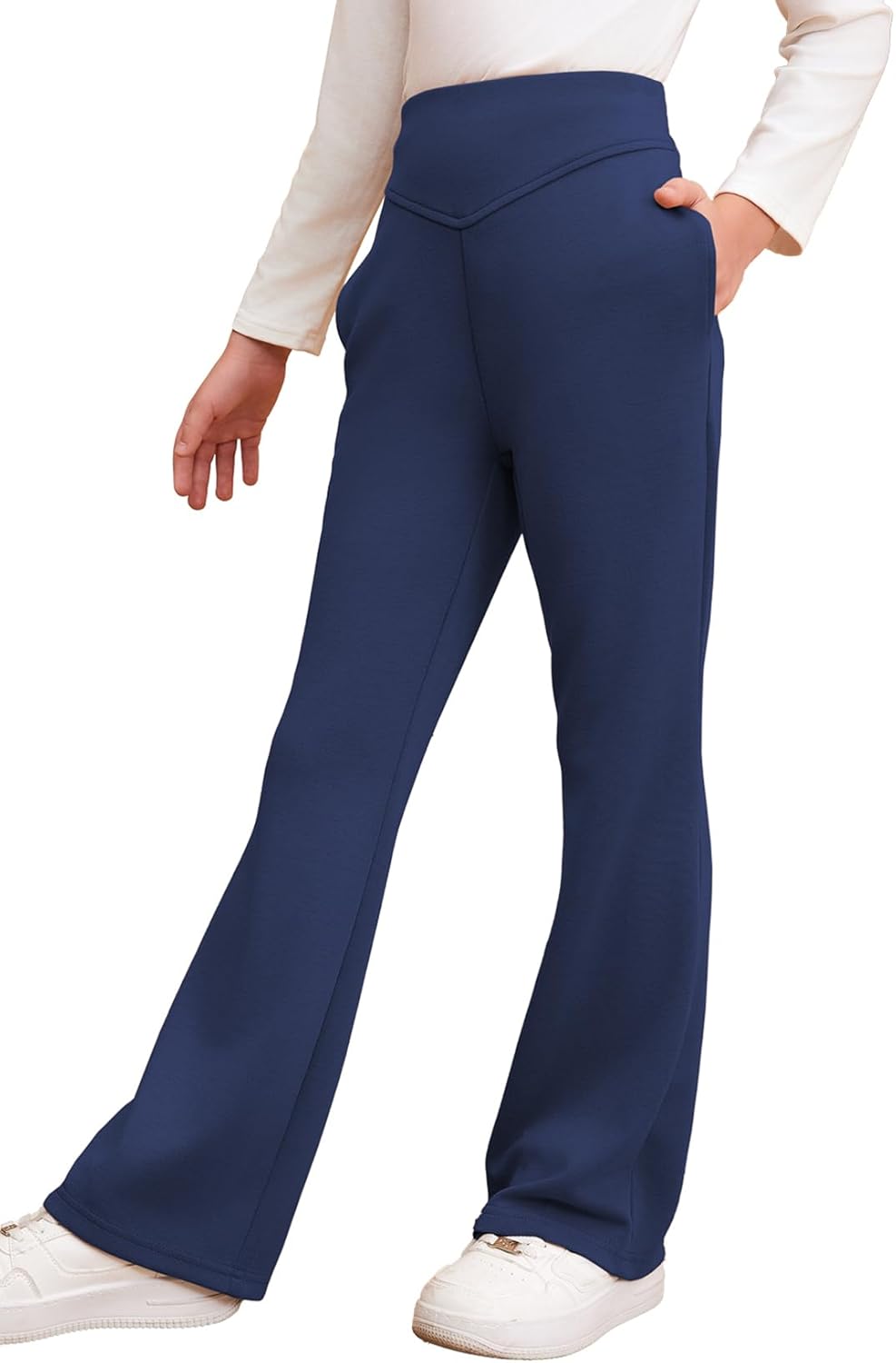 blibean Girls Dressy Bell Bottom School Uniform Pants Size 6-15 Years 12-13 Year...