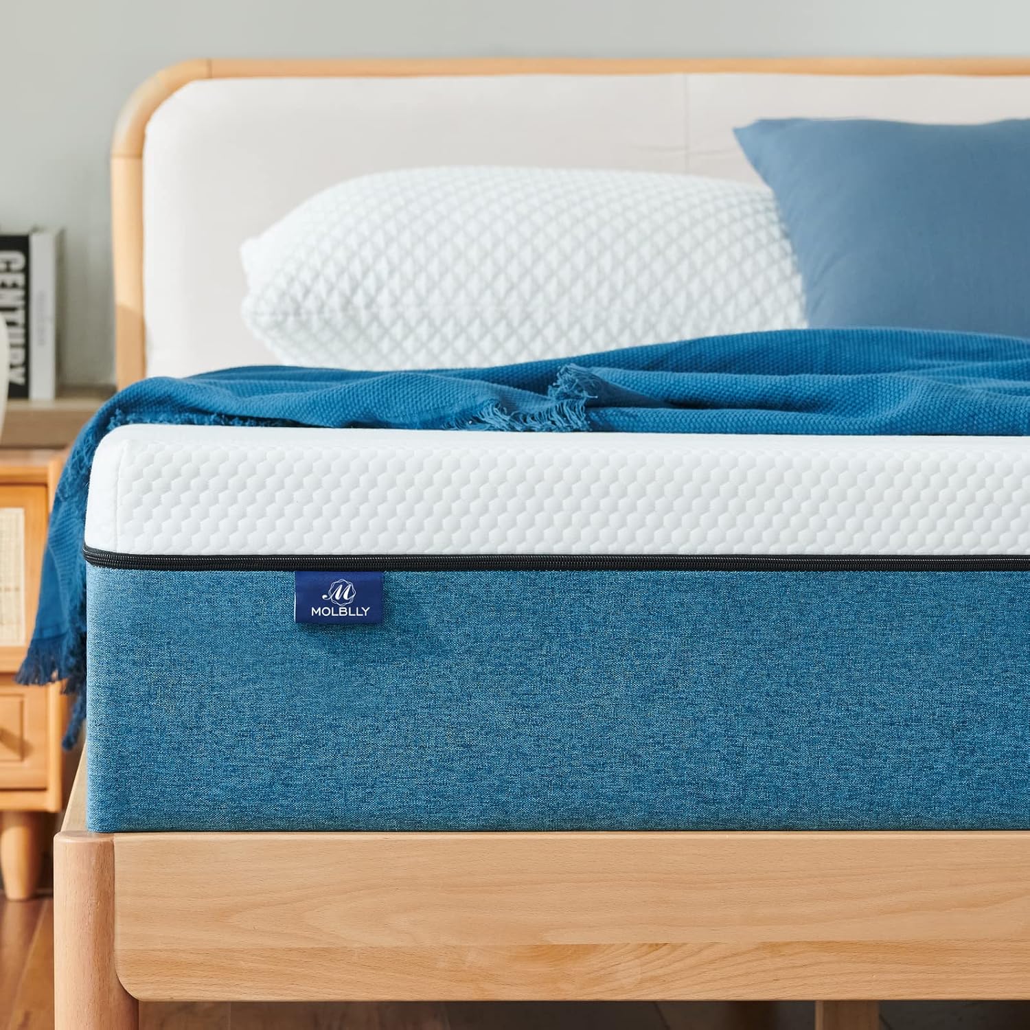 Molblly Double Mattresses Memory Foam Mattress with Fire Resistant, Medium Frim...