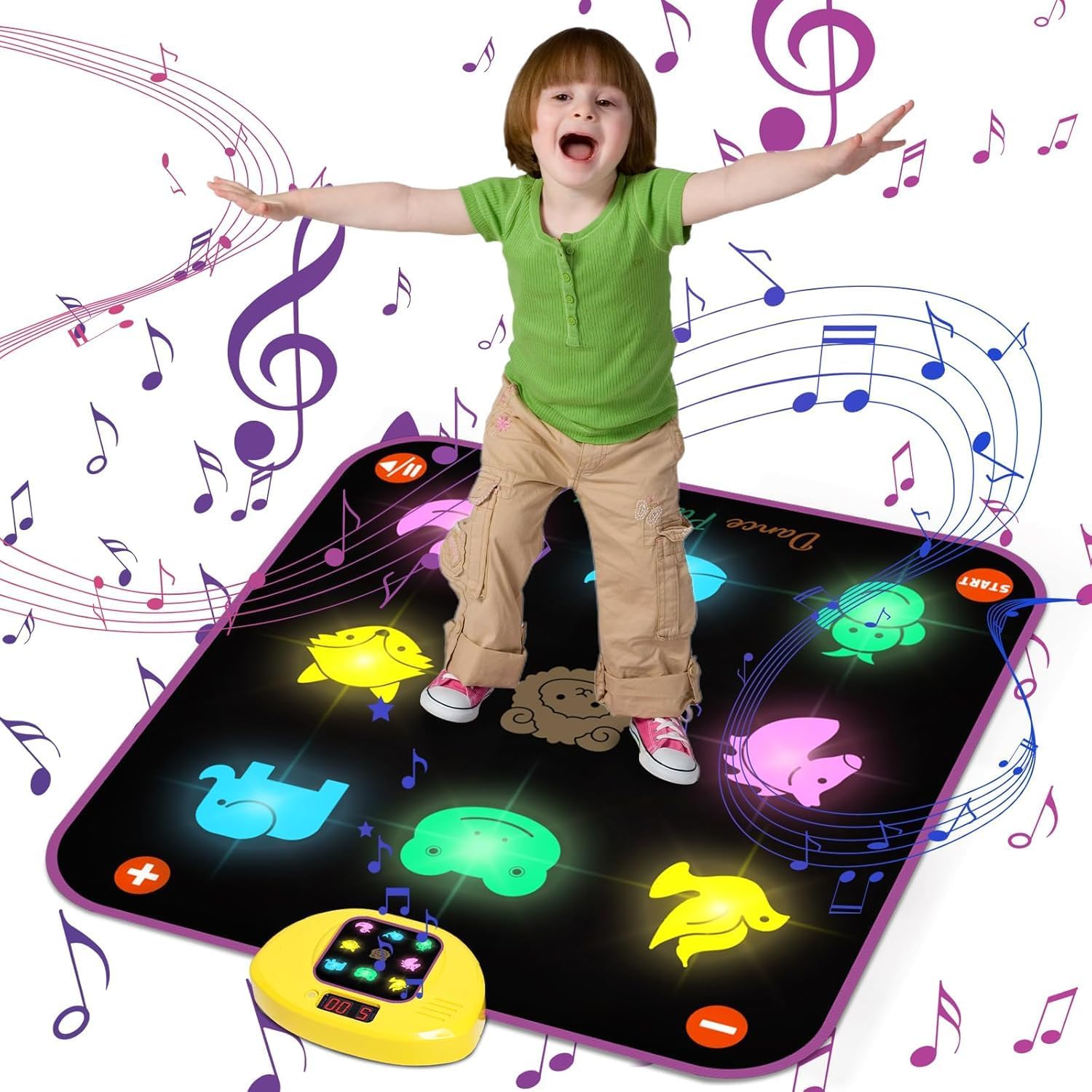 Dance Mat for Kids - 8-Button Light Up Dance Floor Mat 5 Game Modes Musical Mat...