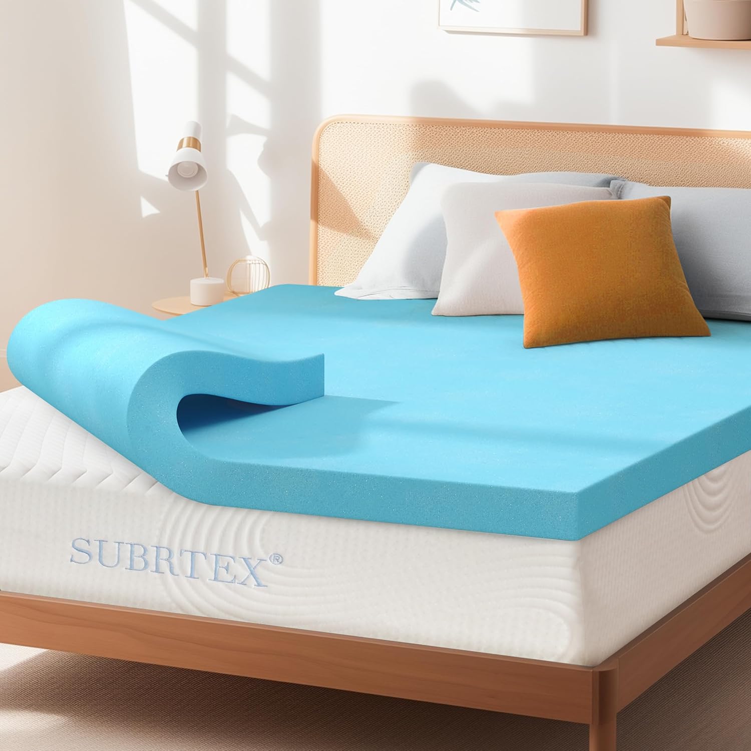 Subrtex Mattress Topper 4 Inch Gel-Infused Memory Foam Queen Size for Sleepers,...