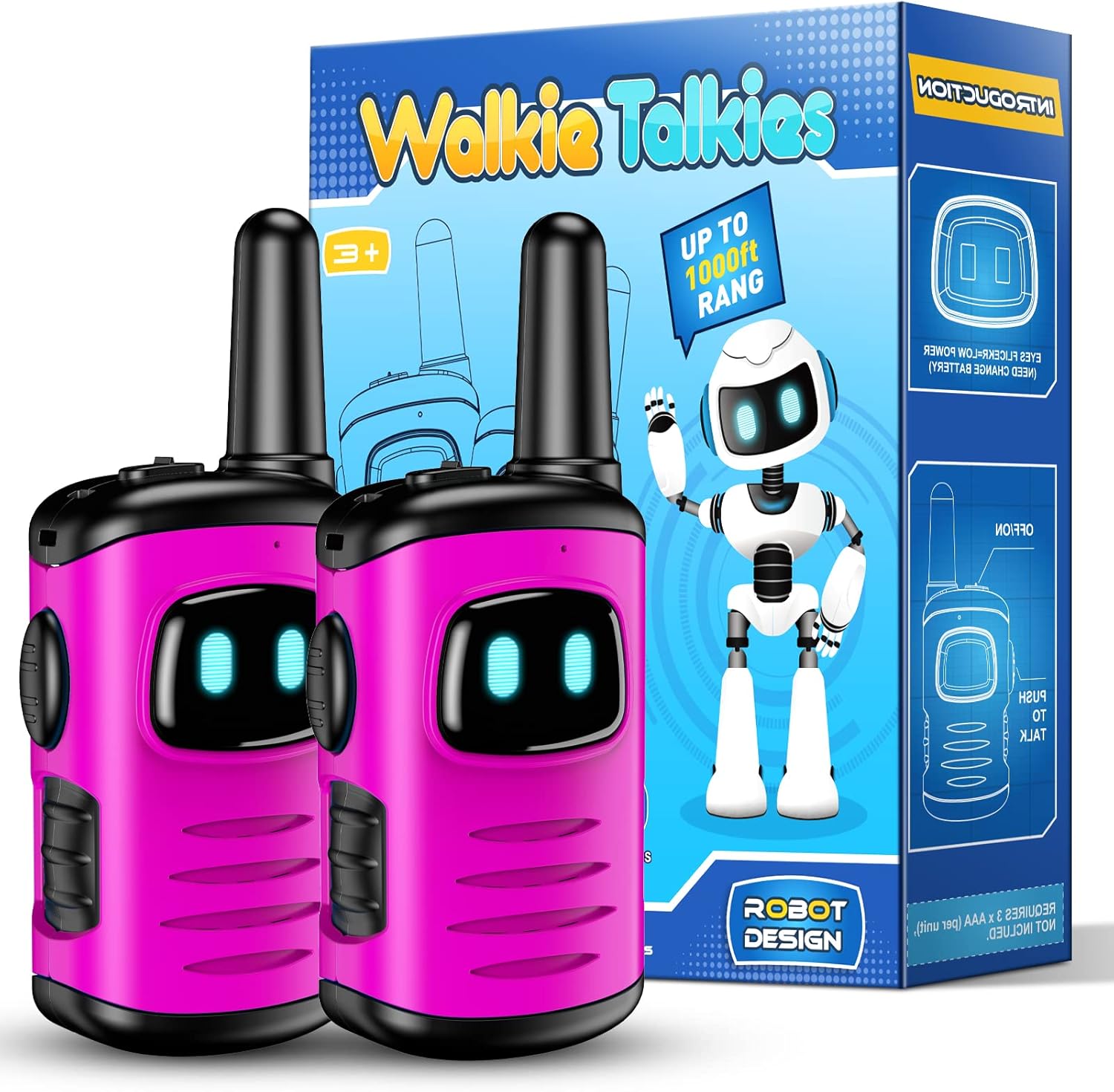 Walkie Talkies Toys for Kids 3-6: DASTION-99 Mini Pink Girls Robots Walkies Talk...