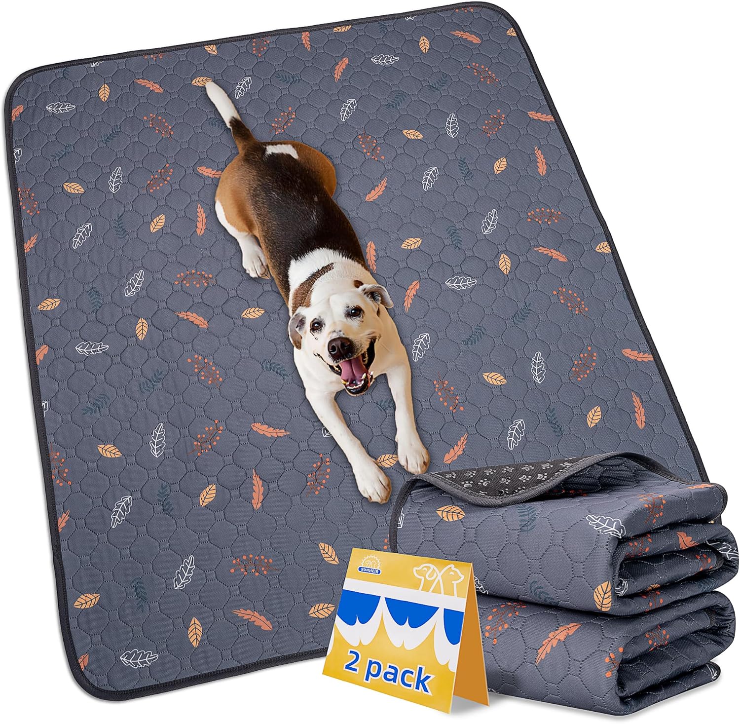 Washable Pee Pads for Dogs Large 48" x 48" 2-Pack Reusable Puppy Pads Pet Traini...