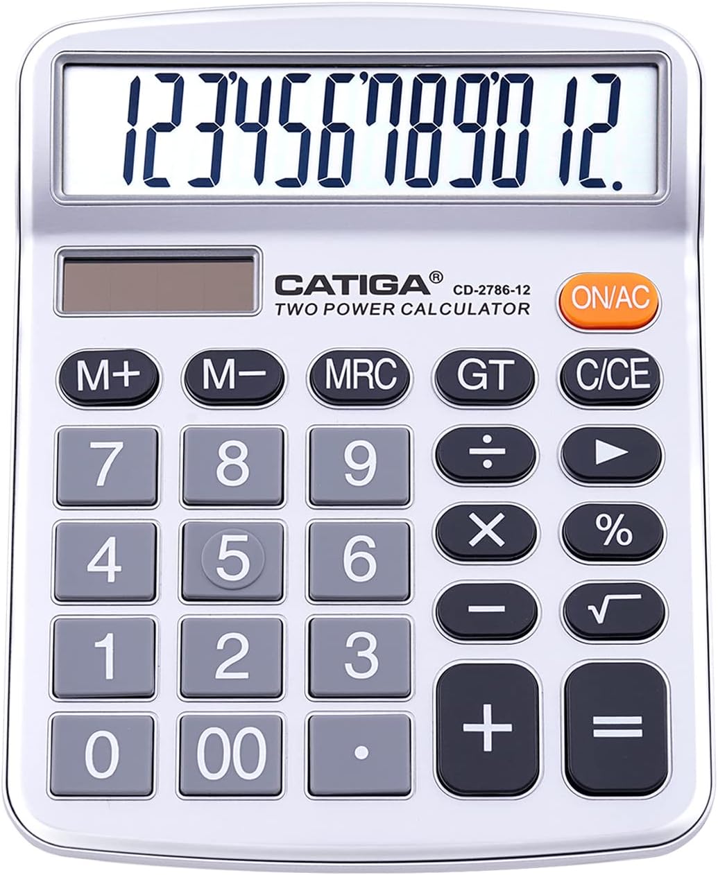 CD-2786 Silver Calculator, Special 12 Digit Desktop Calculator with Large LCD Di...