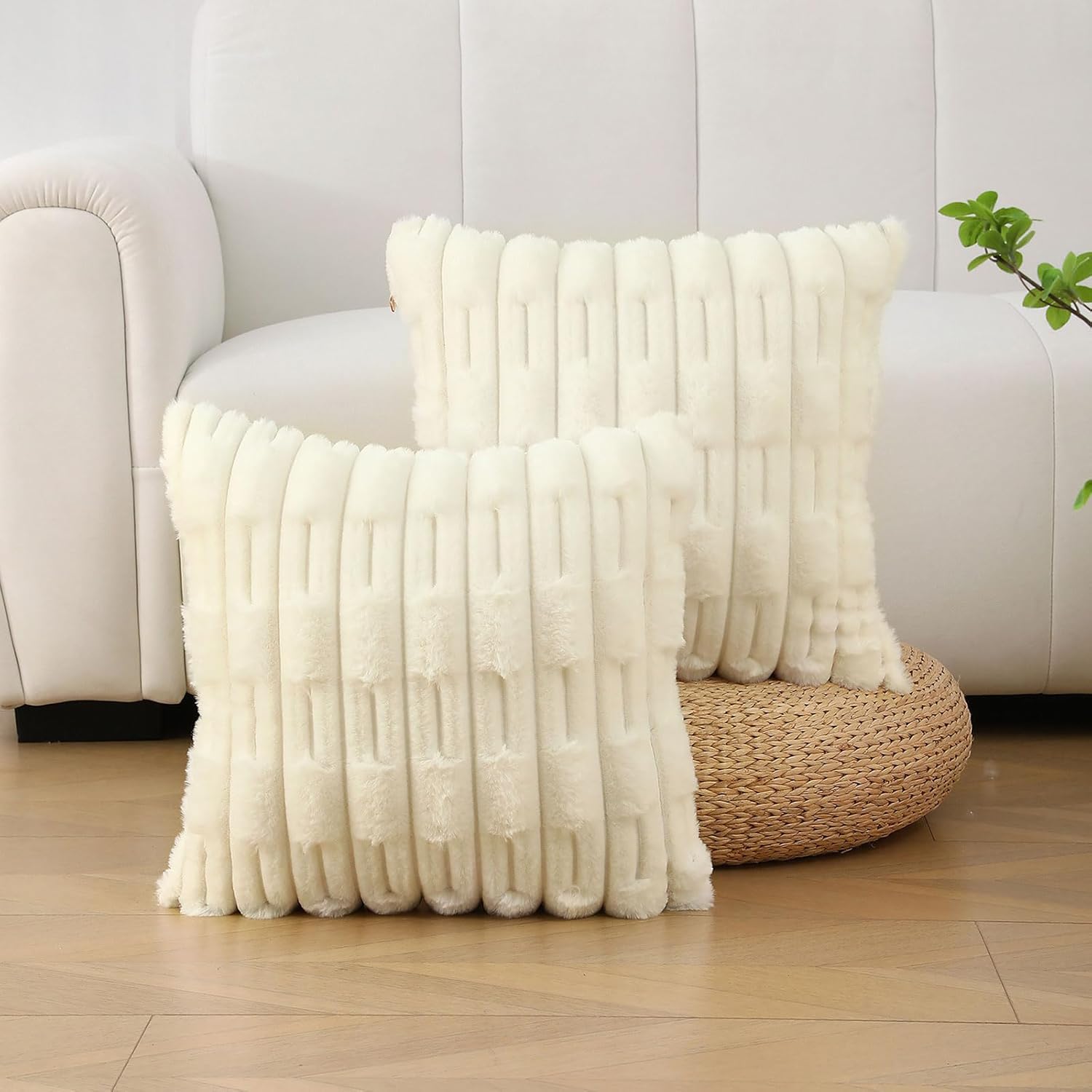FUTEI Decorative Throw Pillow Covers, Unique Soft Cushion Case with Faux Rabbit...