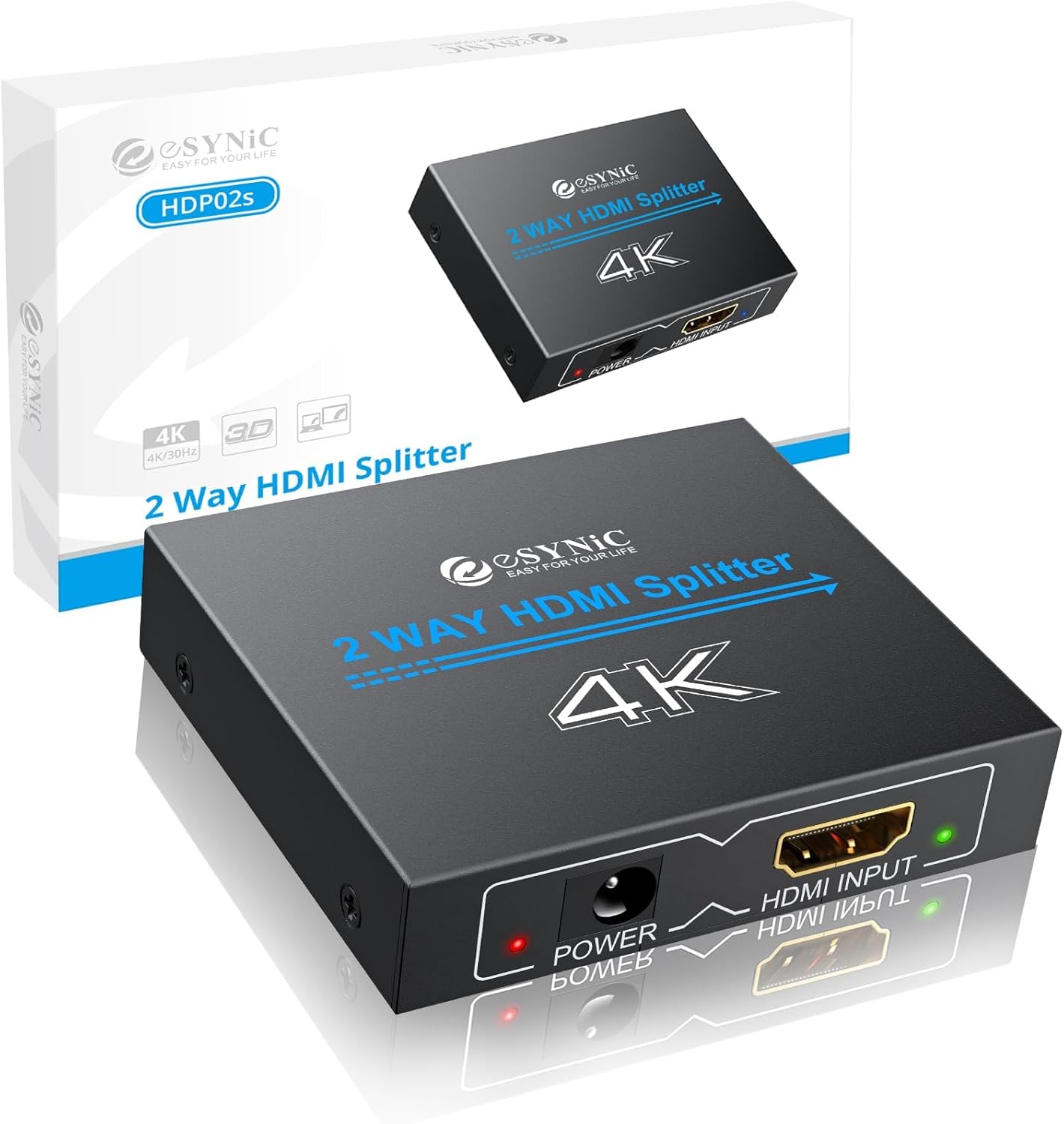 eSynic 4K/30HZ HDMI Splitter 2 Way HDMI Splitter 1 in 2 out HDMI Splitter HDMI 1...