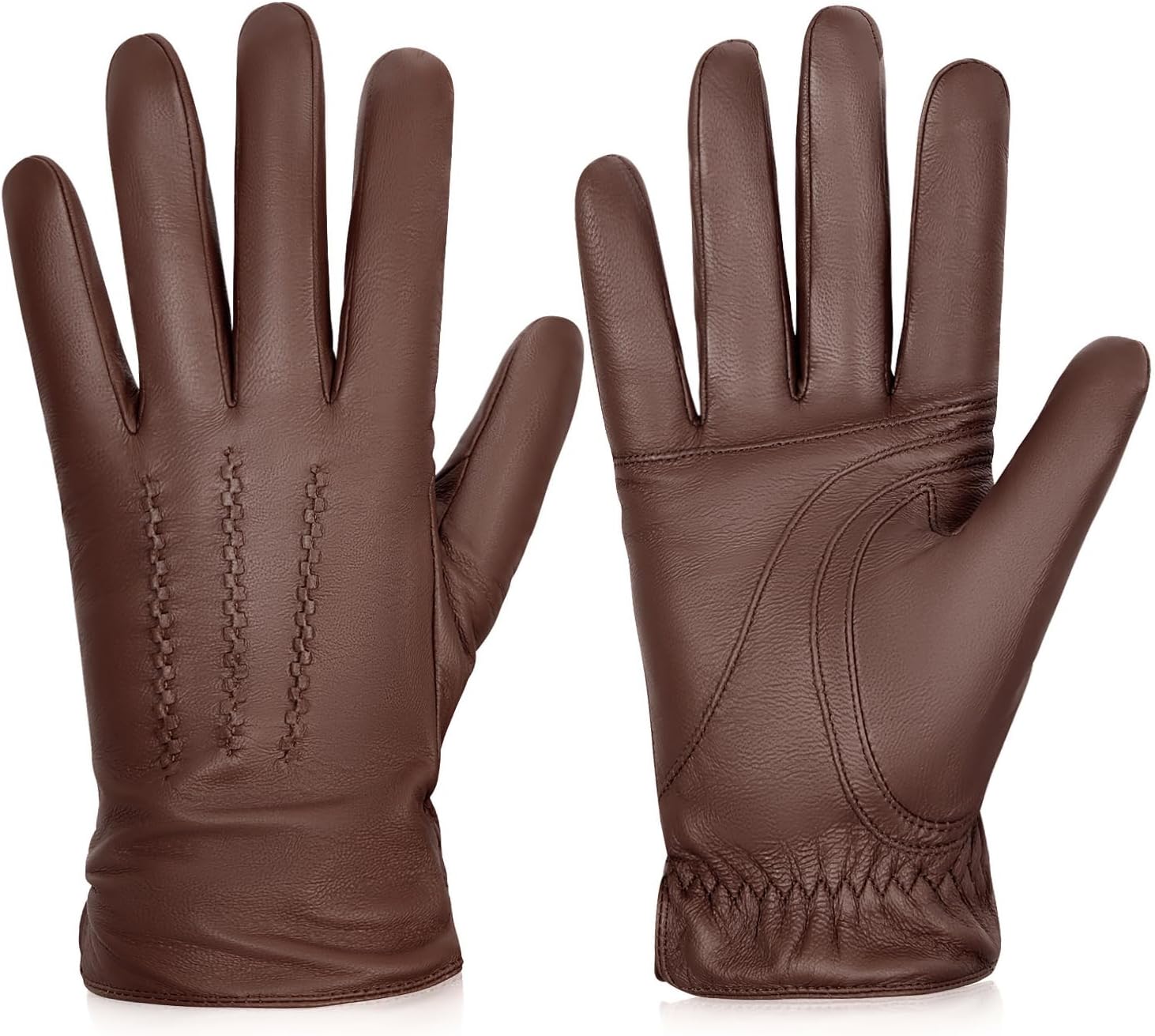 BISON DENIM Winter Genuine Sheepskin Leather Gloves for Men, Touchscreen Texting...