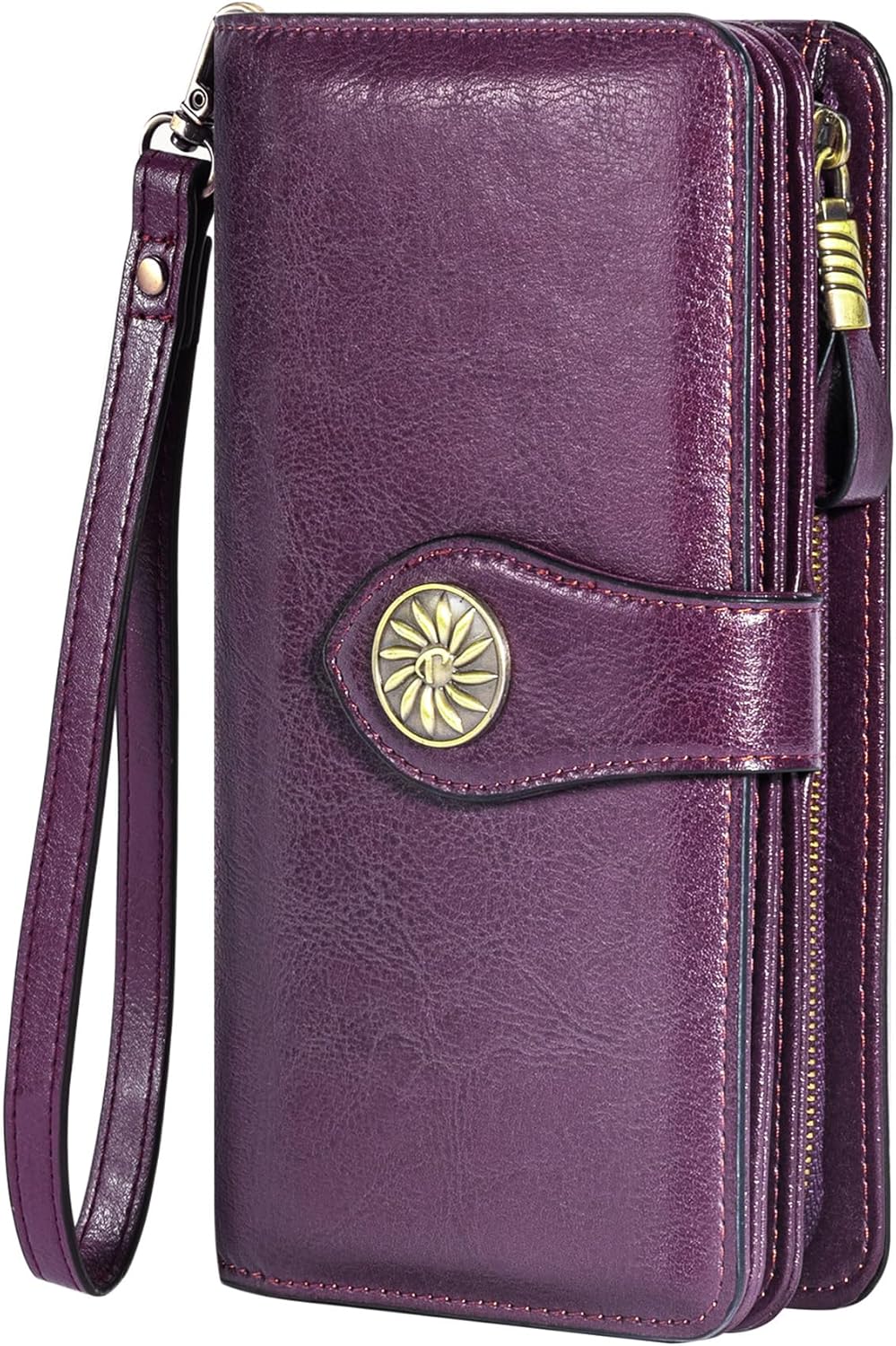 Travelambo Women's Wallet RFID Blocking Credit Card Holder Large Capacity Wristl...