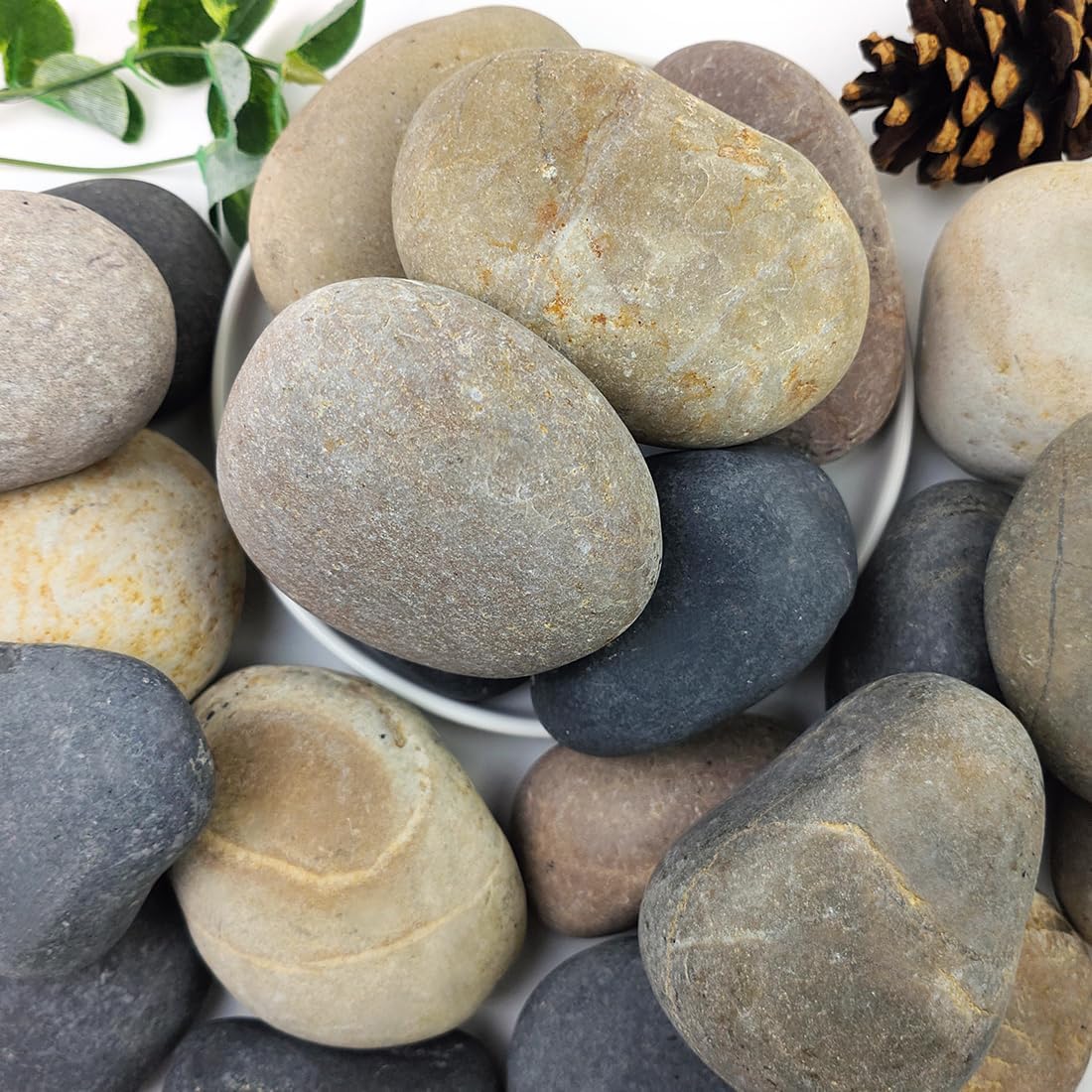 20lbs Natural River Rocks, 3"-4" Premium Pebbles for Garden and Landscape Design...