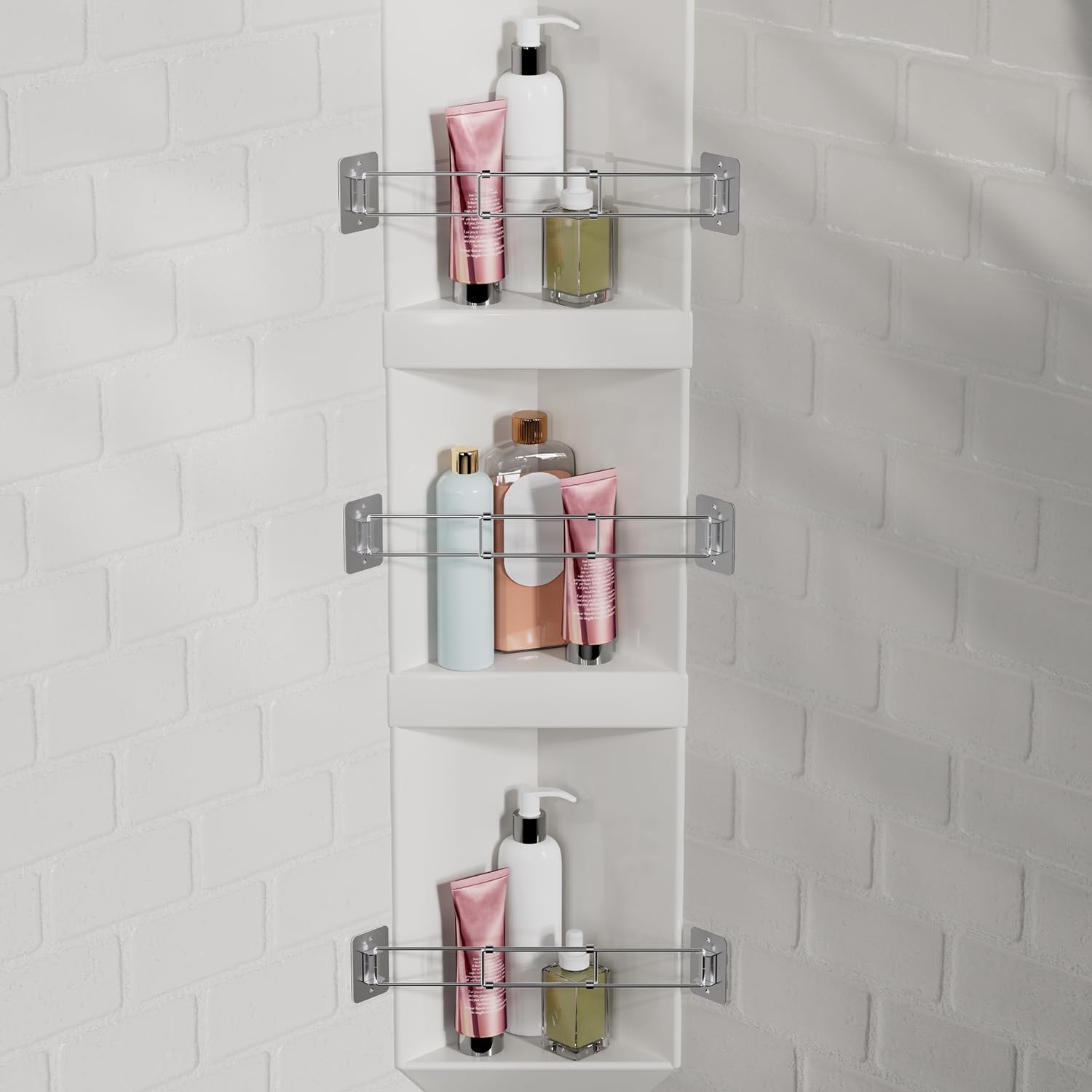 RV Shower Corner Storage Bar, 7.5-13.4 inches RV Bathroom Travel Trailer Storage...