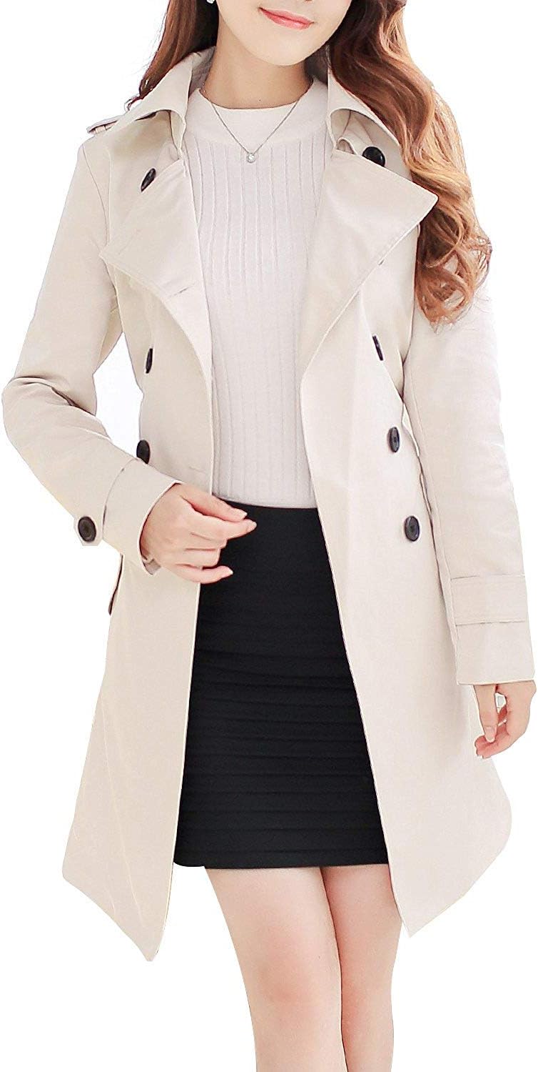 NANJUN Women's Trench Coat, Special Double-Breasted Overcoat with Classic Lapel,...