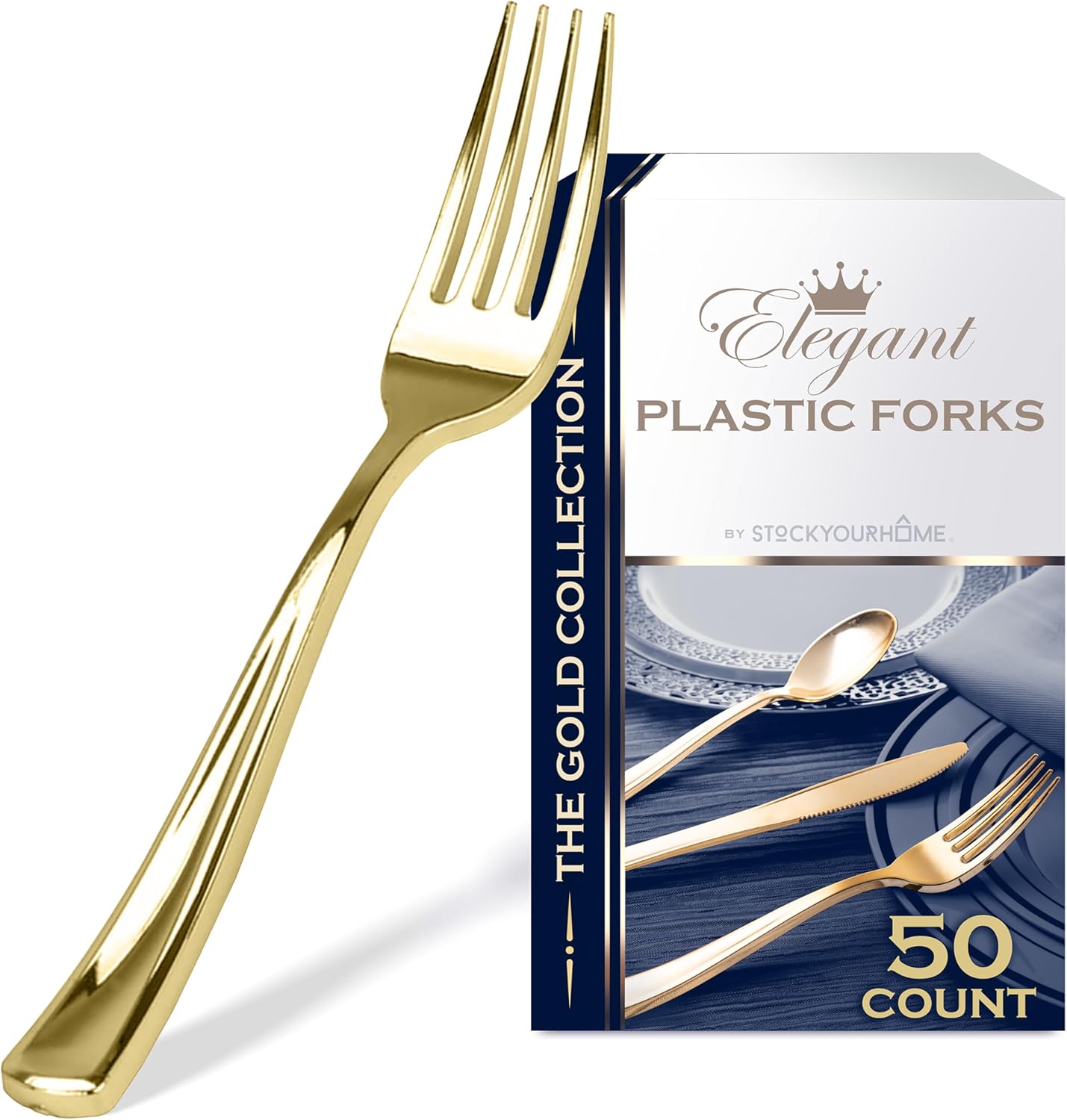 Stock Your Home 50 Disposable Heavy Duty Plastic Forks, Fancy Plastic Silverware...