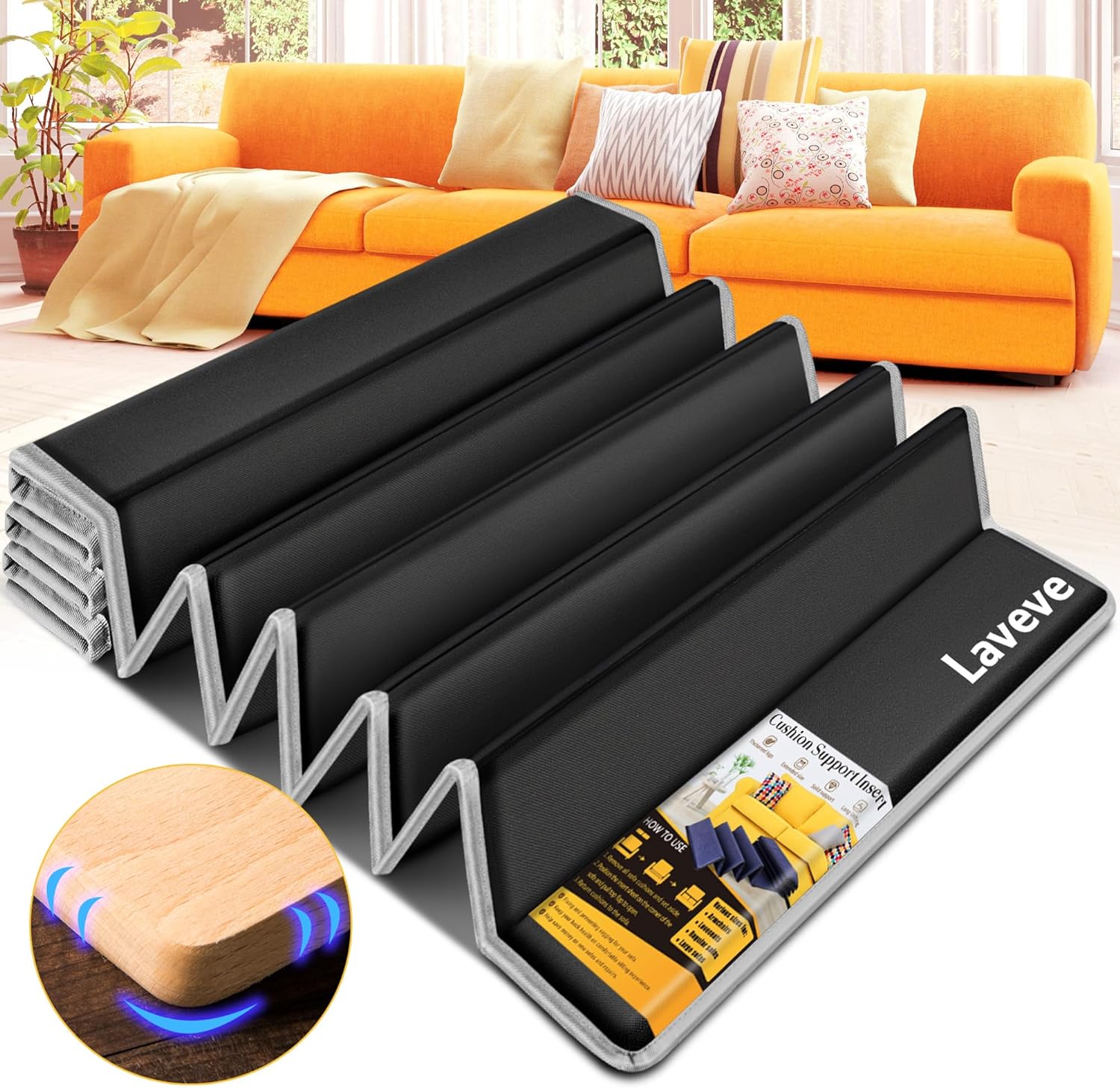LAVEVE Heavy Duty Couch Cushion Support for Sagging Seat 23''x81'', Thicken Soli...