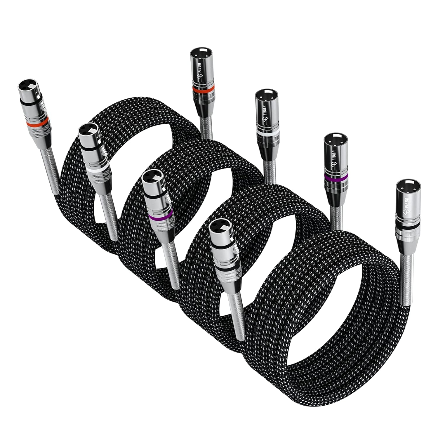 FIBBR XLR Cable, Special Microphone Cable Male to Female, Innovative Braided Aud...