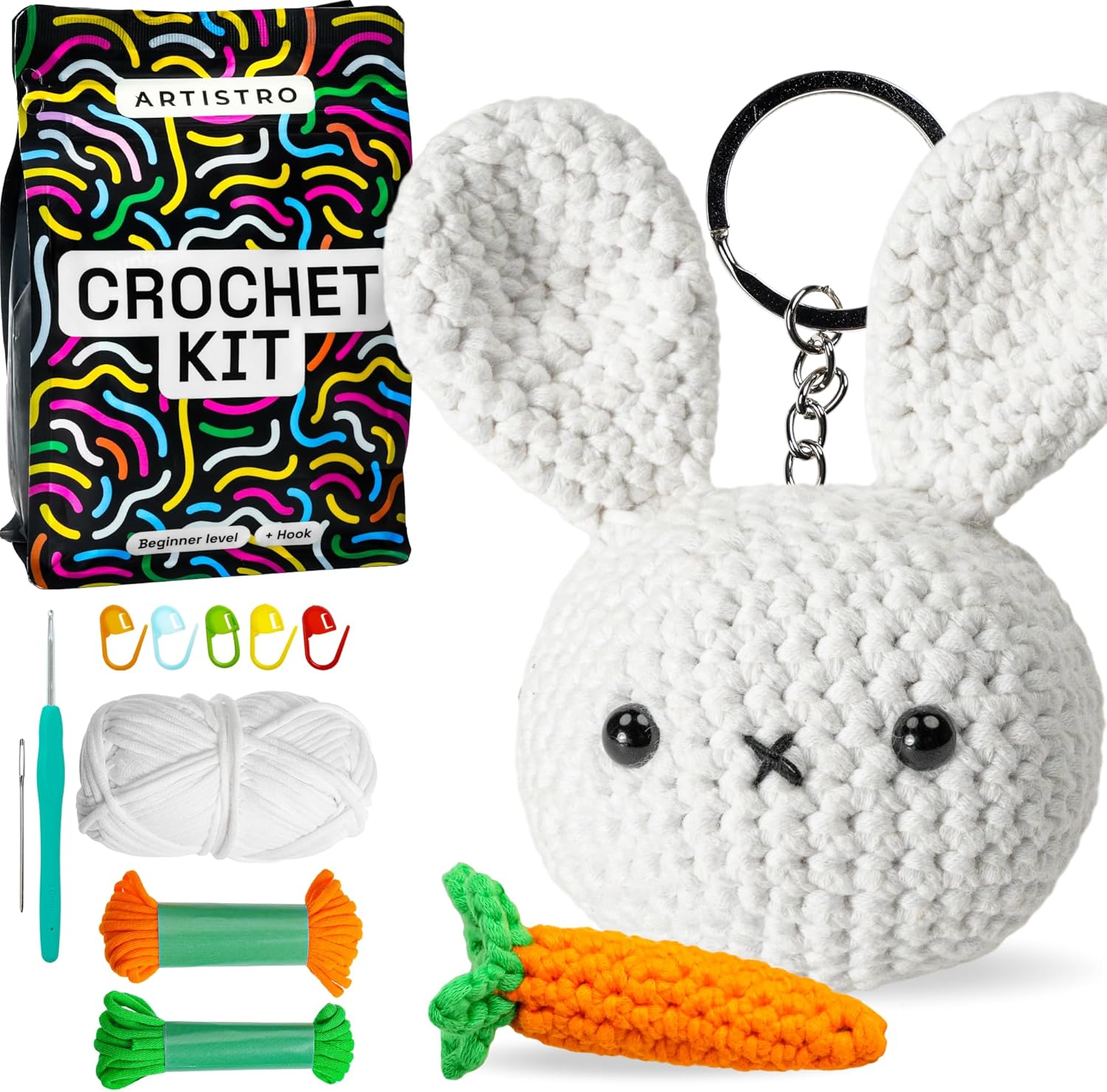 ARTISTRO Crochet Kit for Beginners – All-Included Knitting Kit with 30% Extra Ya...