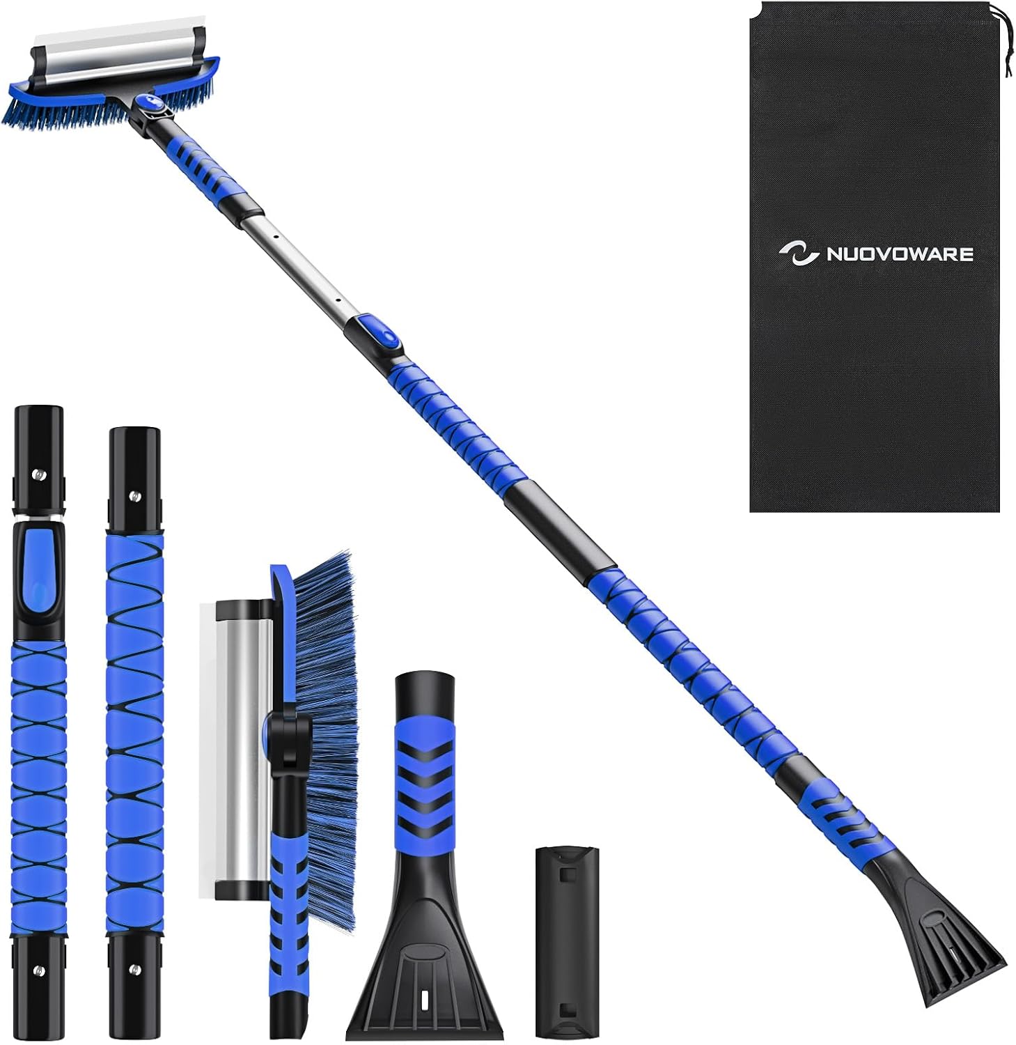 Nuovoware 60" Ice Scraper and Extendable Snow Brush for Car Windshield, 5 in 1 A...