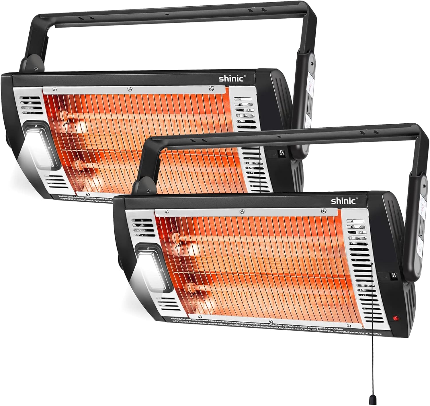 Shinic 2 Packs Electric Garage Heaters, 1500W/750W Ceiling Mounted Heater Radian...