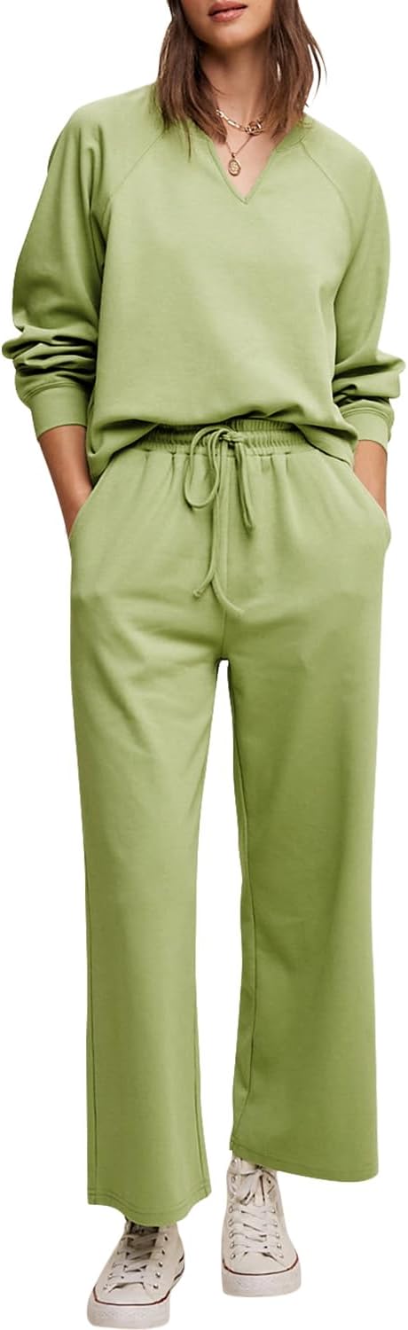 Cakulo Womens Sweatsuits 2 Piece Lounge Sets Fall Outfits Wide Leg Jogger Sweat...