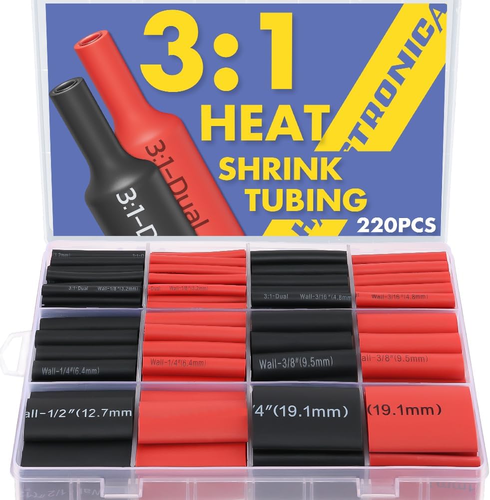 haisstronica 3:1 Heat Shrink Tubing Kit, Special Adhesive Lined Marine Resistant...