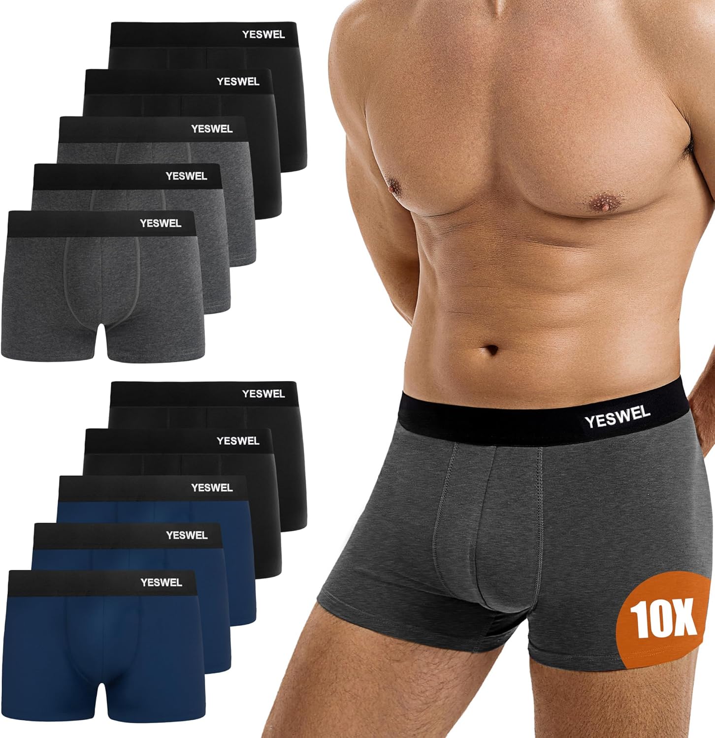 YESWEL Mens Boxers, Special Cotton Retro Boxer Shorts, Innovative Breathable Und...