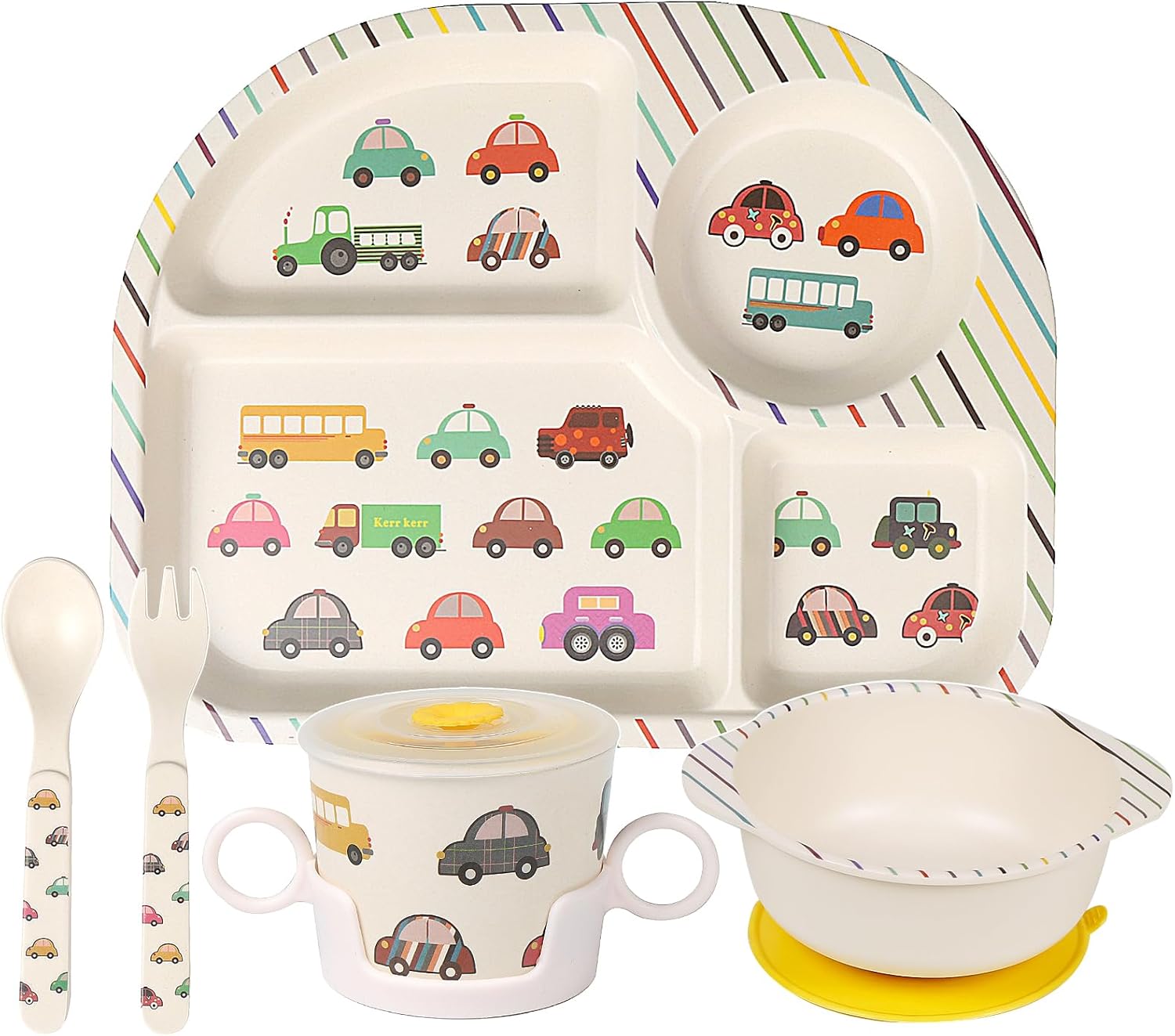 Greentainer Kids Cartoon Dinnerware Set - Children Dishes Food Plate Bowl Cup Sp...