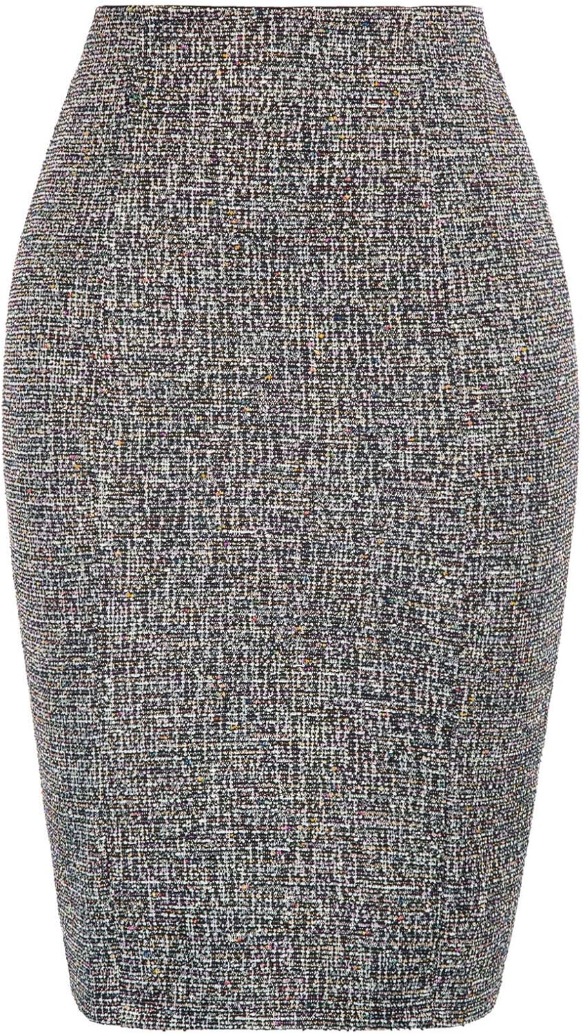 Kate Kasin Womens Knee Length Elastic Waist Stretchy Bodycon Business Tweed Penc...