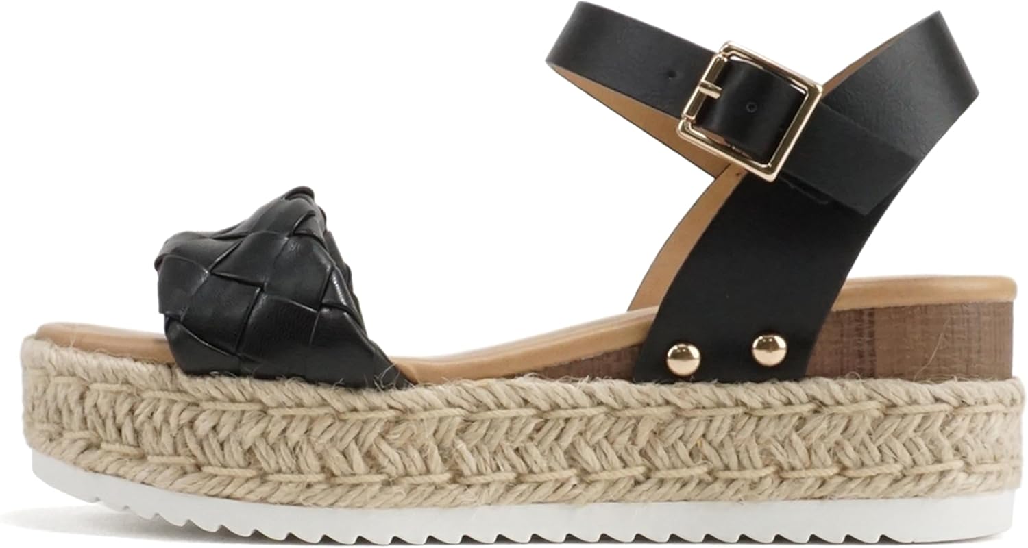 Soda CLIP, Special Open Toe Ankle Strap Platform Espadrille Sandal for Women, In...