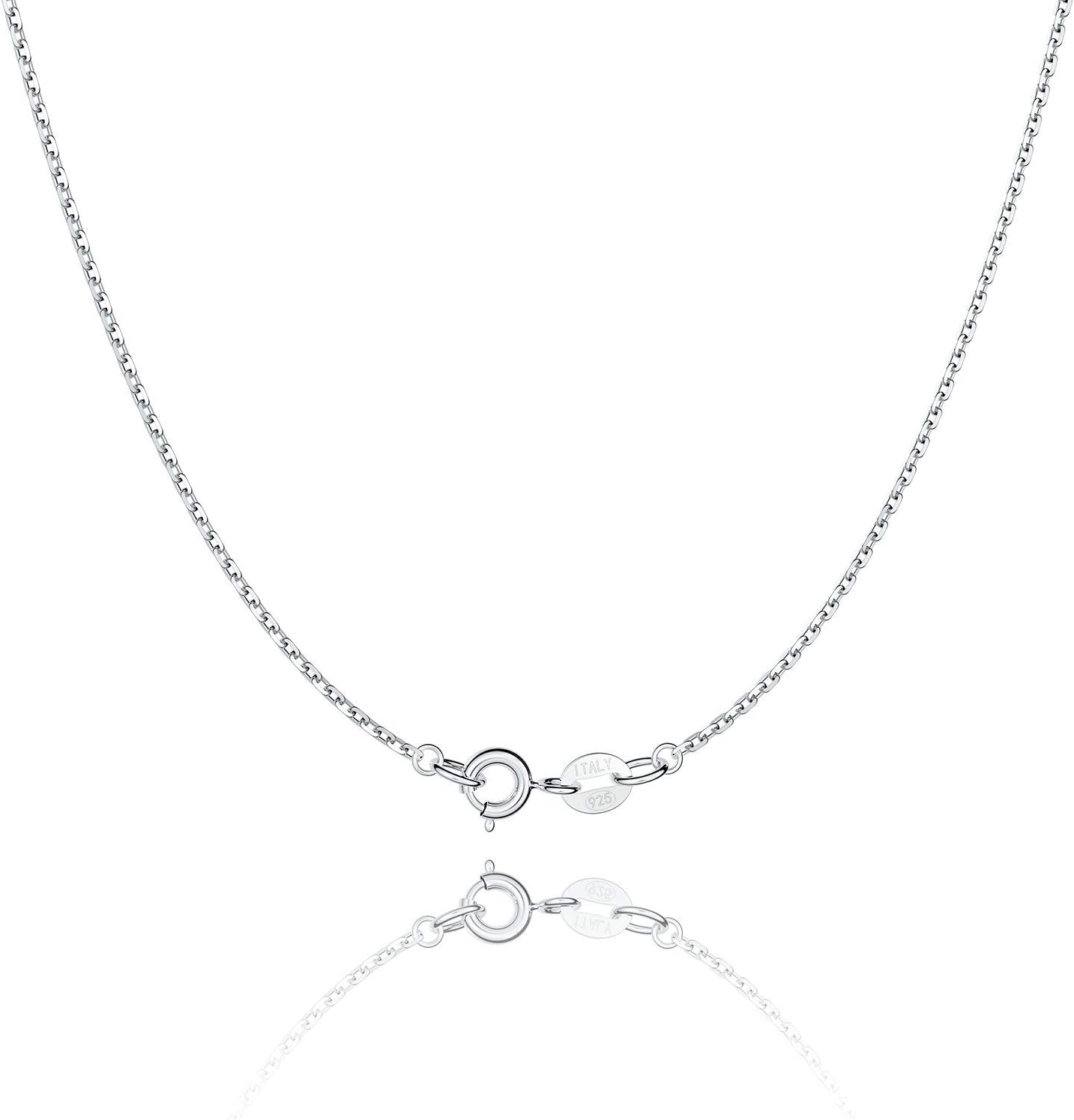 Jewlpire 925 Sterling Silver Chain 1.1mm Cable Chain Necklace Upgraded Spring-ri...