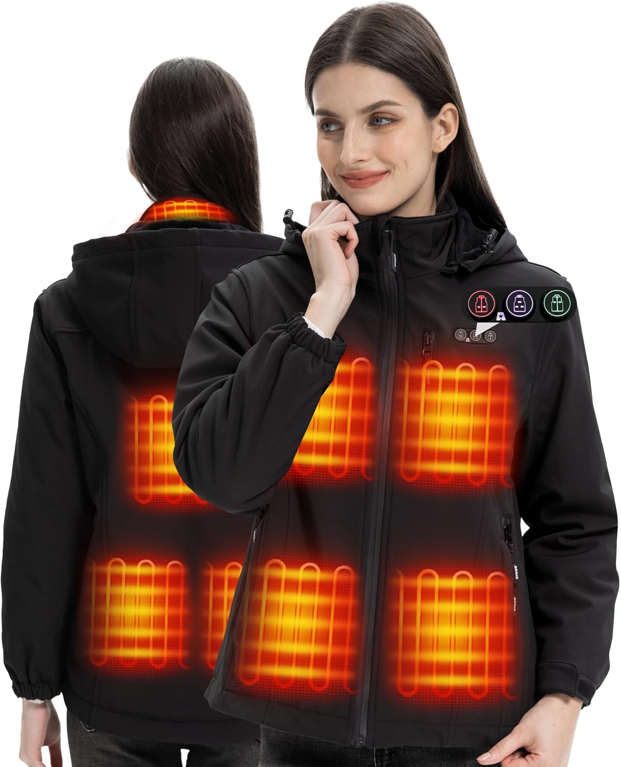 ARRIS Women`s Heated Jacket Waterproof, Electric Heating Coat with 7.4V Battery...
