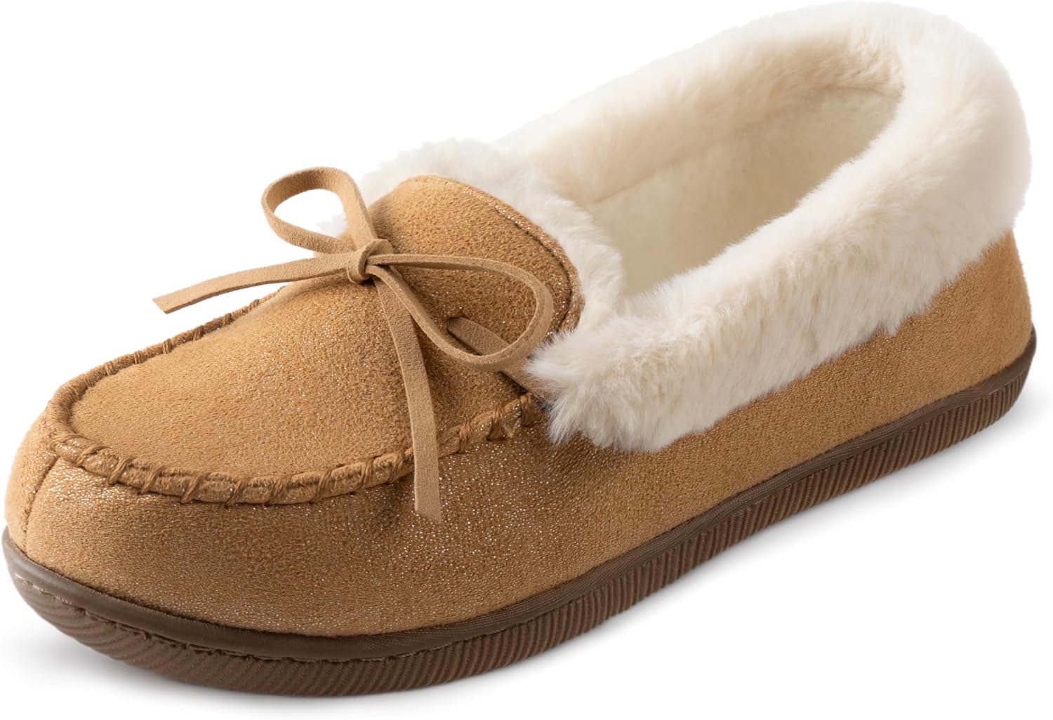 RockDove Women's Caroline Glittered Moccasin Slipper 9 Sand