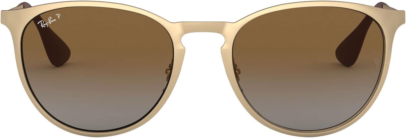 Ray-Ban RB3539 Erika Metal Round Sunglasses Matte Gold/Polarized Grey Gradient B...