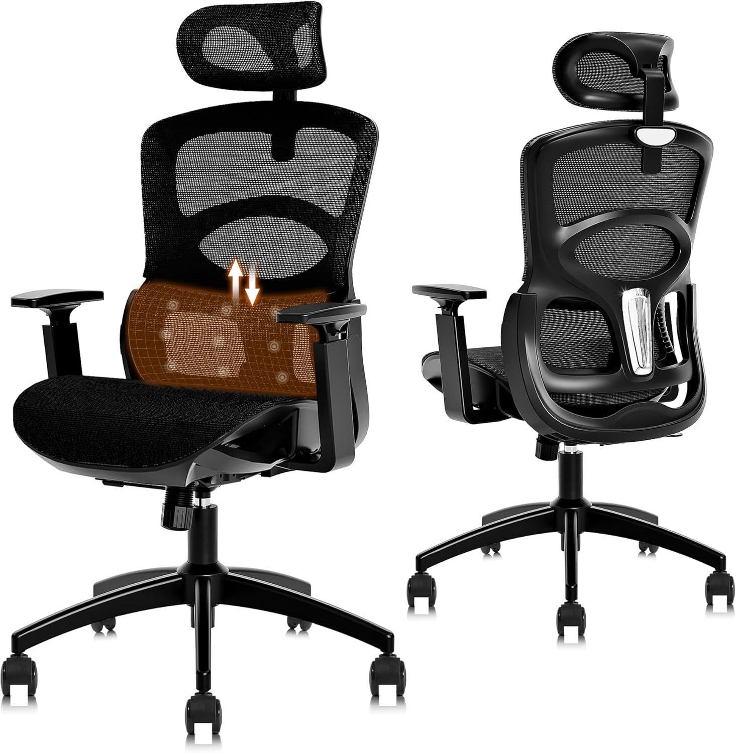 GABRYLLY Ergonomic Office Chair, High-Back Desk Chairs with Adjustable Lumbar Su...