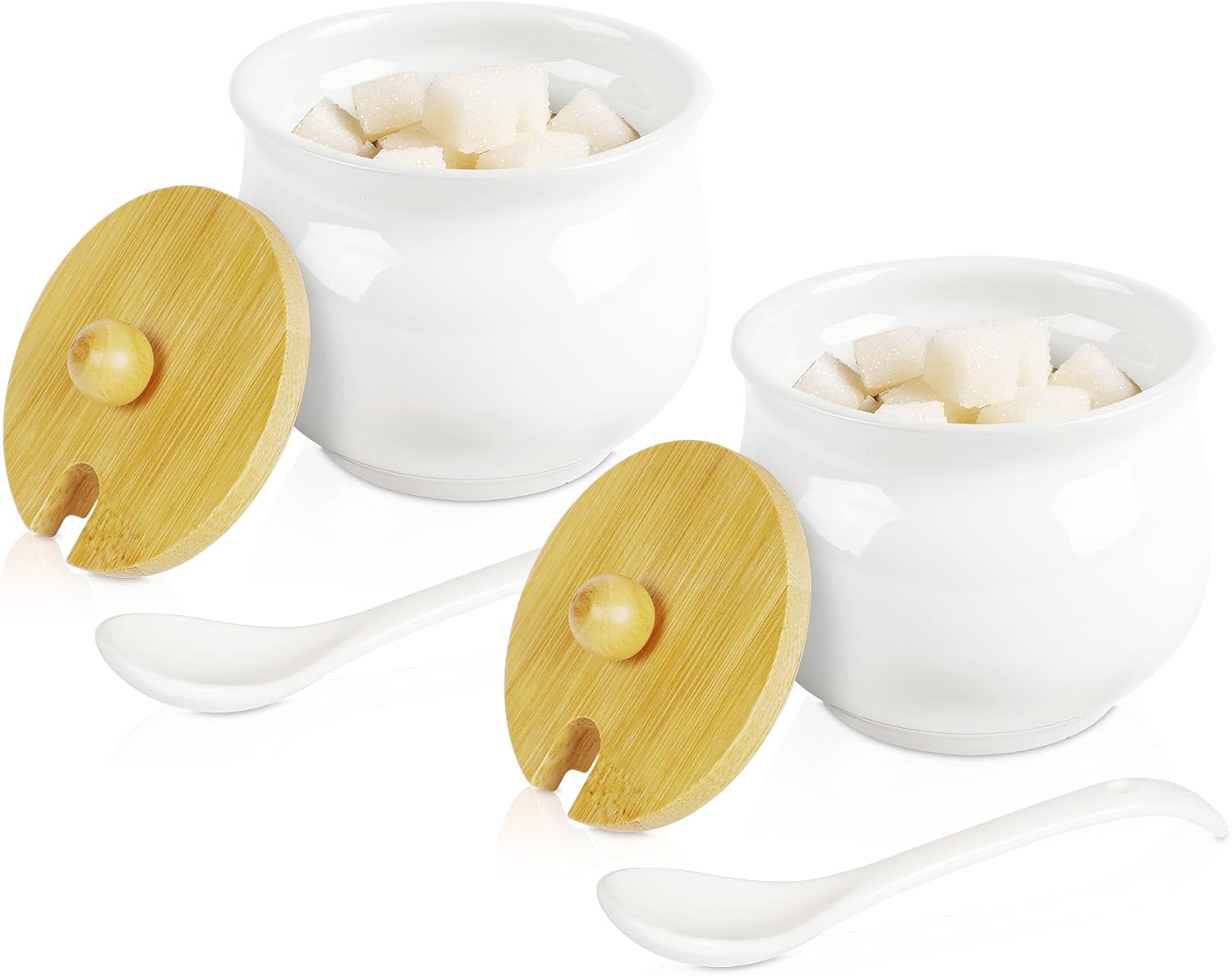 2Pcs Ceramic Sugar Bowl with Lid and Spoon,8oz Sugar Container for Coffee Bar Ac...