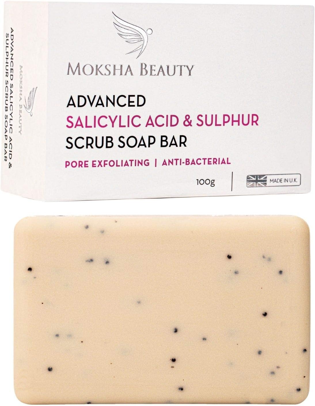 Salicylic Acid, Tea Tree Oil and Sulphur Soap Scrub Bar - [Made In U.K] Salicyli...
