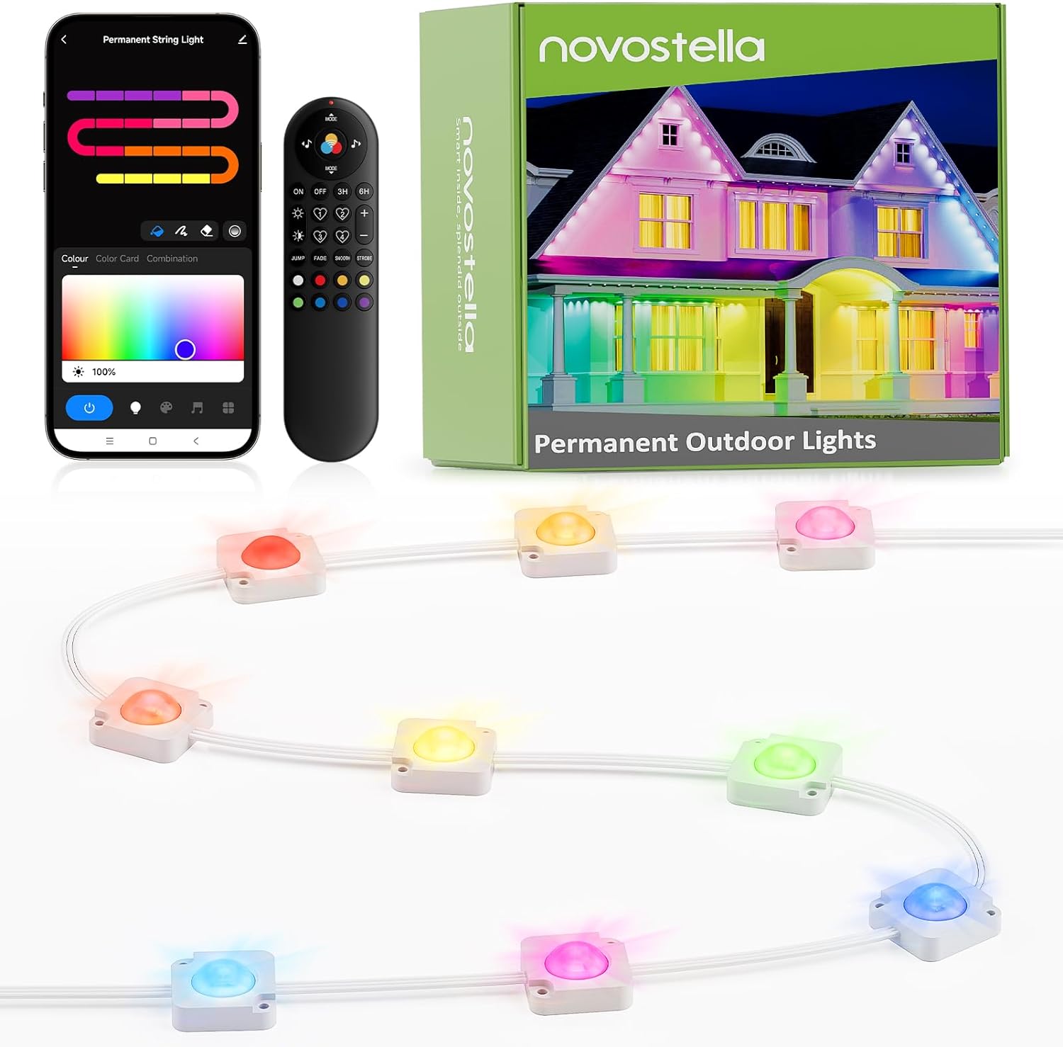 NOVOSTELLA Permanent Outdoor Lights, Smart RGB IC Lights Outdoor Waterproof IP65...