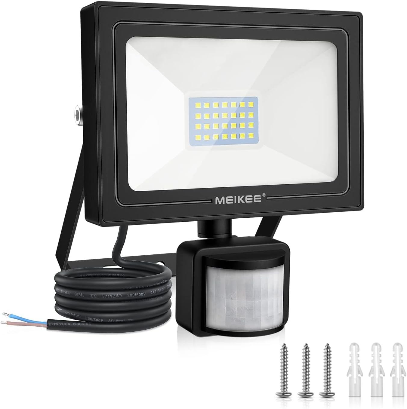 MEIKEE Security Lights with Motion Sensor 25W PIR Light Super Bright 2100 Lumen...