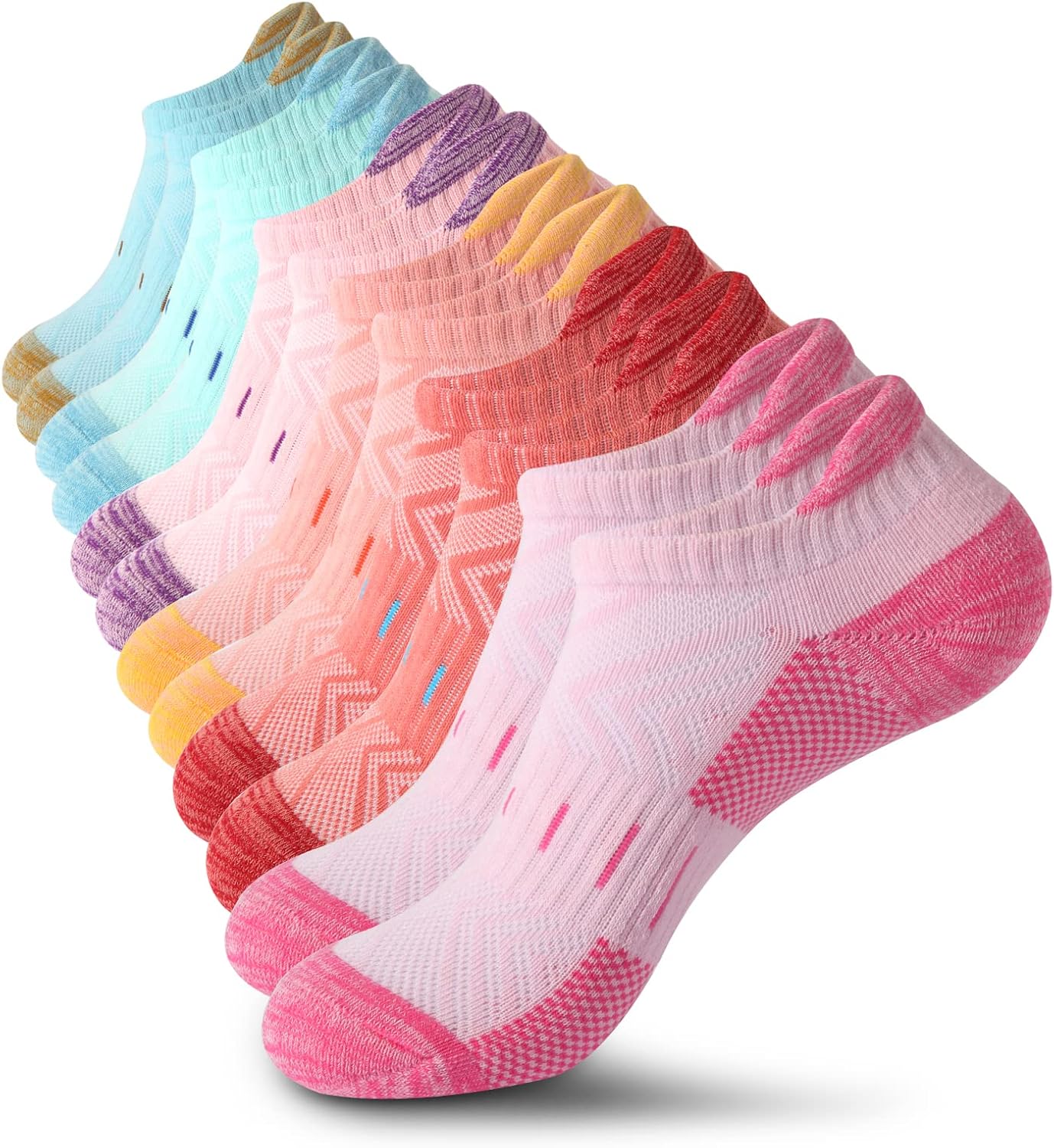 YOJOOM Athletic Socks Women 6 Pairs Cotton Cushioned Sports Trainer Socks for Wo...