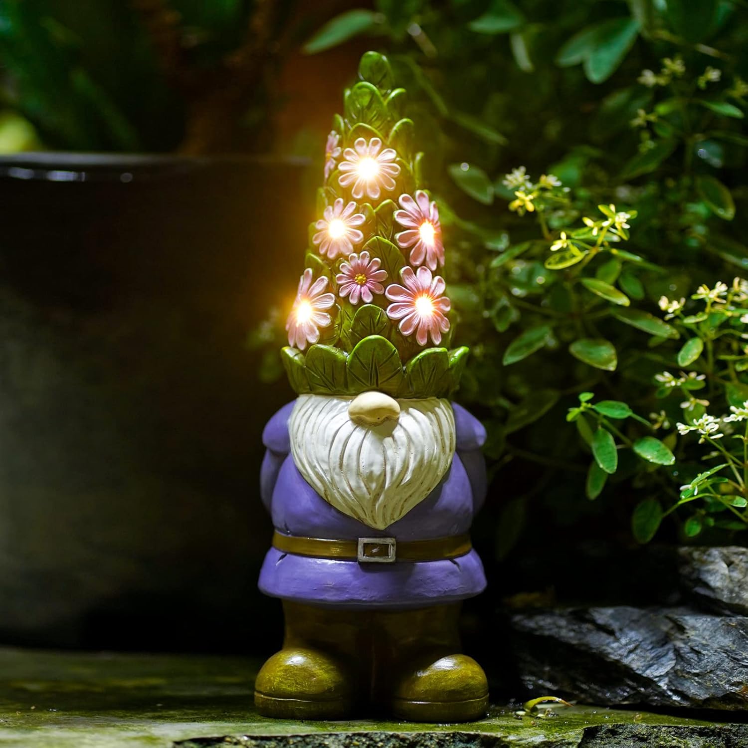 Goodeco Solar Garden Gnome Ornaments Figurines Funny for Outdoor,29CM Gnomes Gar...