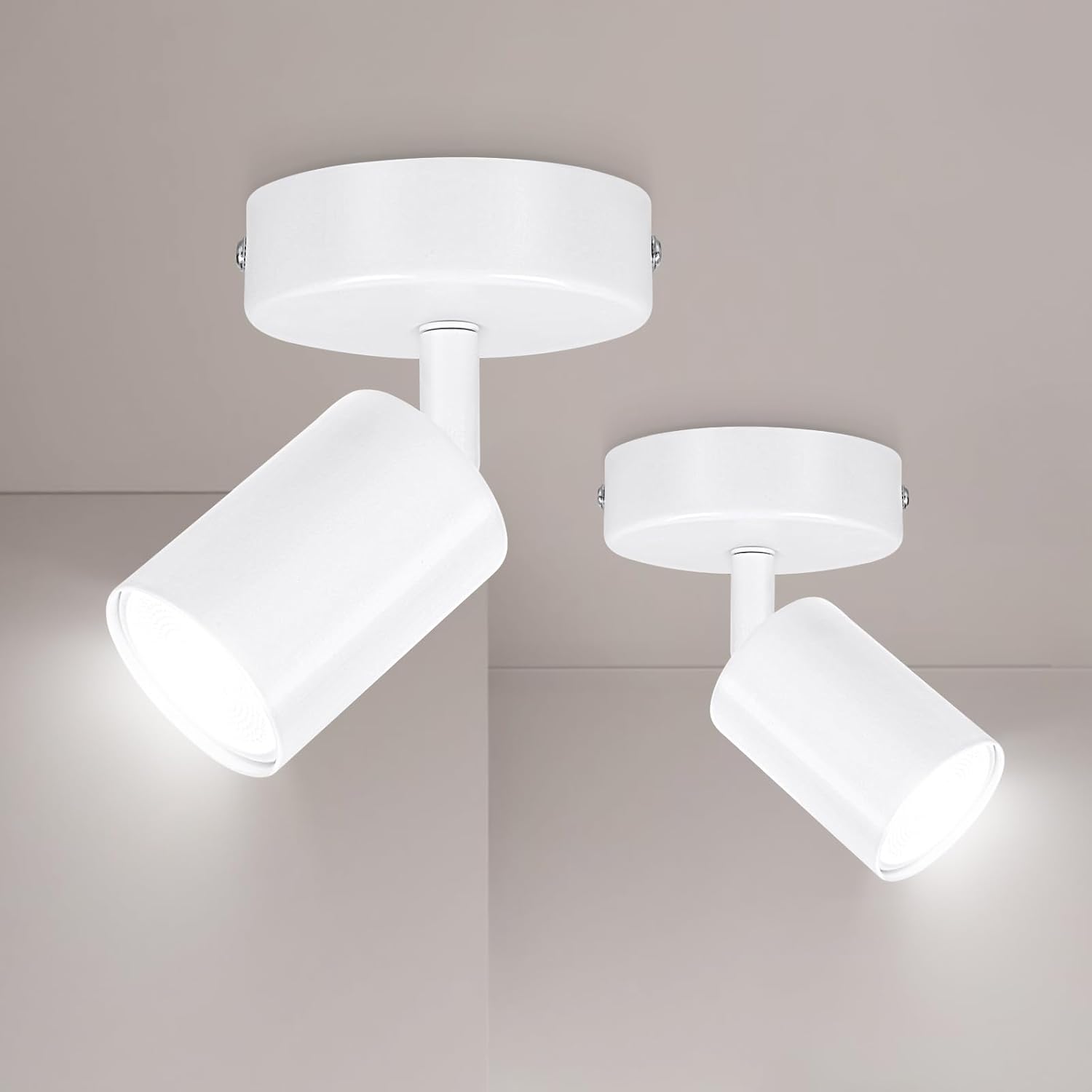 Ketom 2 x Spotlight Ceiling Light - GU10 LED Spotlight Matt White Single Adjusta...