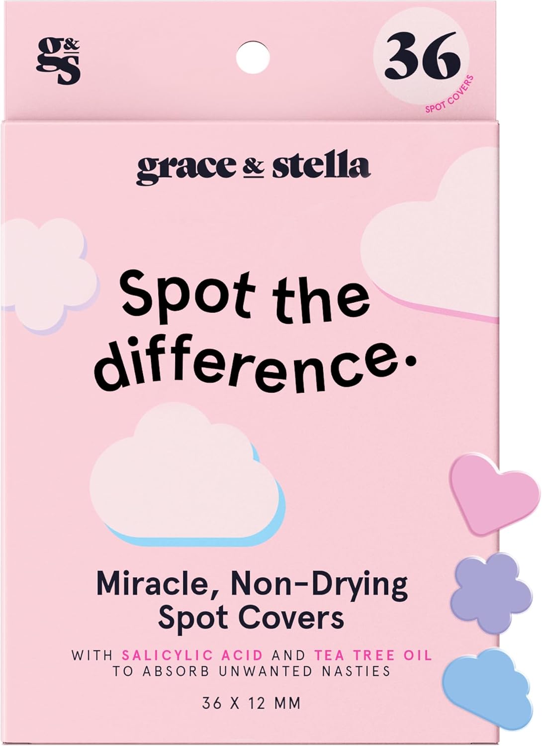 grace & stella Pimple Patches (Multishape, 36 Count) - Hydrocolloid Patches for...