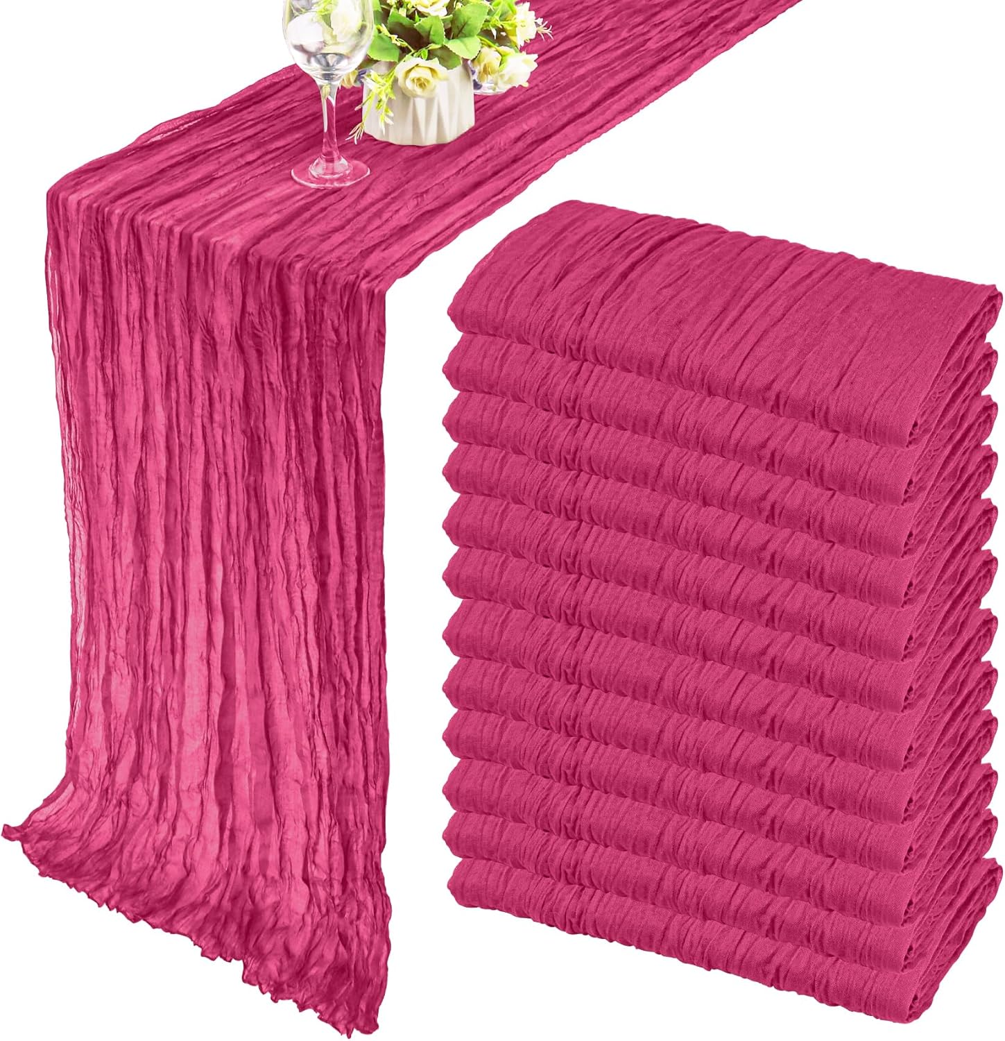 Stylish 12 Pack Cheesecloth Table Runner, Best Boho Gauze Table Decor, High-Qual...