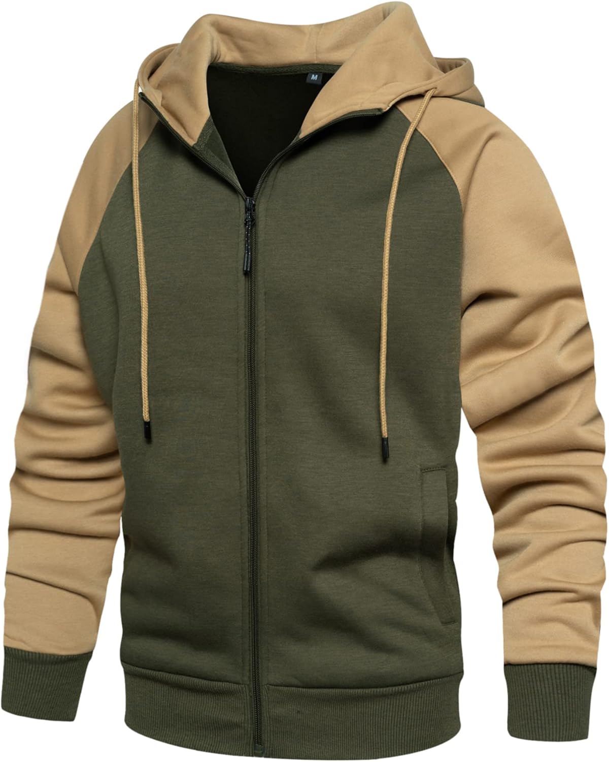 Mens Hoodies Zip Up Hoodie Patchwork Long Sleeve Fleece Jacket Work Hoodies Wint...