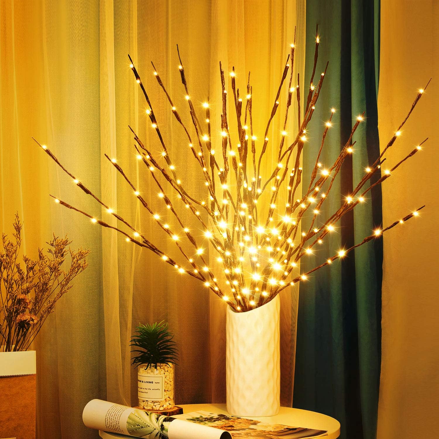 KXCOFTXI 3 Pack Twig Lights, Prelit Branches, USB Plug in Branches Lights with 6...