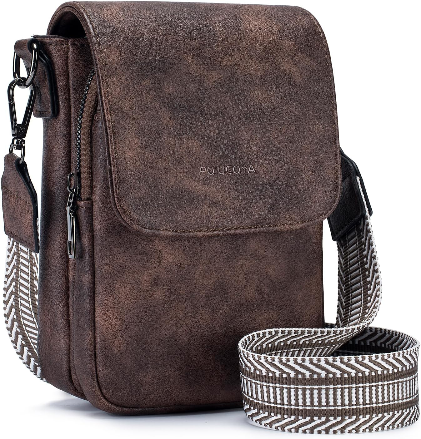 POIUGOYA Small Crossbody Bags for Women Trendy,Leather Triple Compartment Cell P...