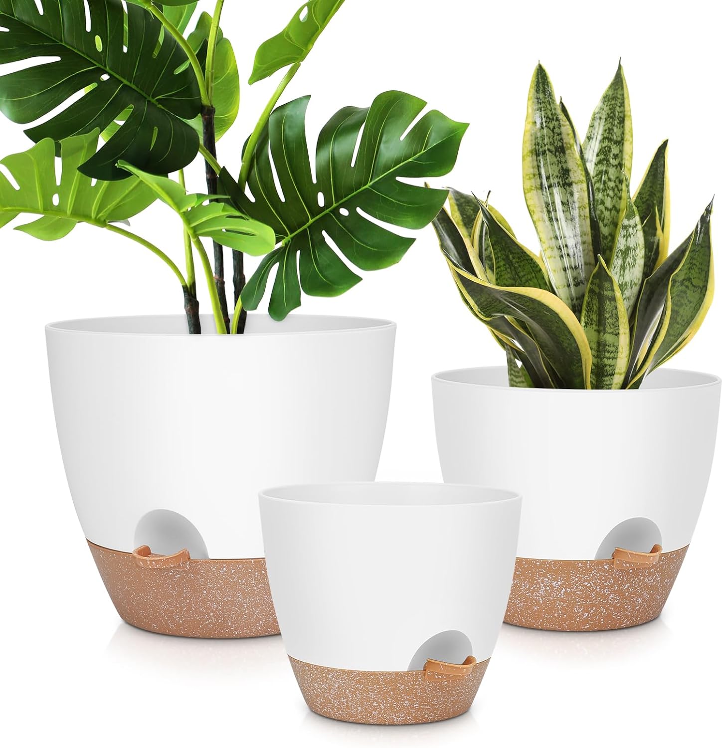12" 10" 9" Large Self Watering Plant Pots, 3 Pack Flower Pots Planters with Mult...