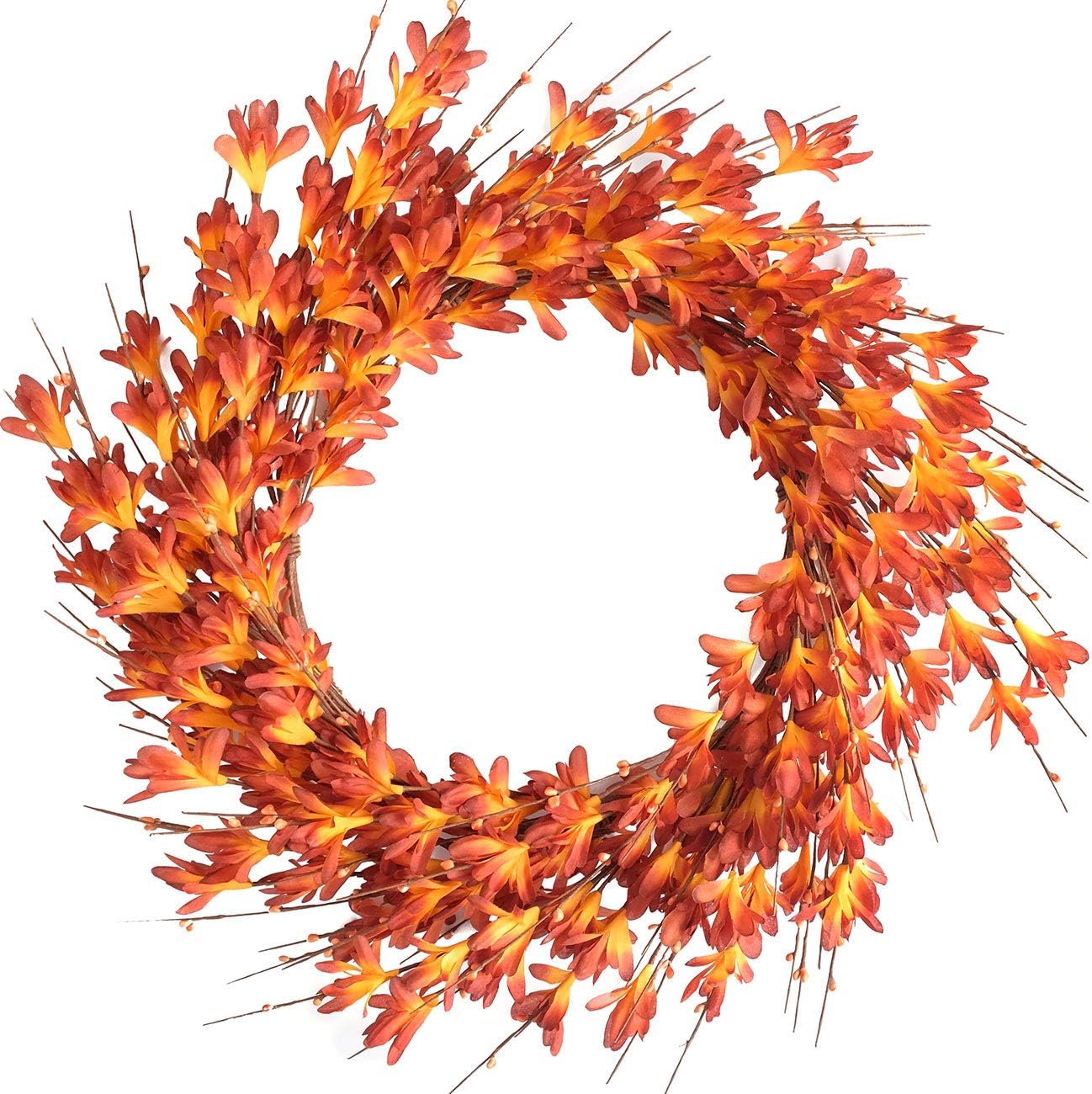 Bibelot 20inch Artificial Forsythia Flower Wreath, Special Home Decor with Silk...