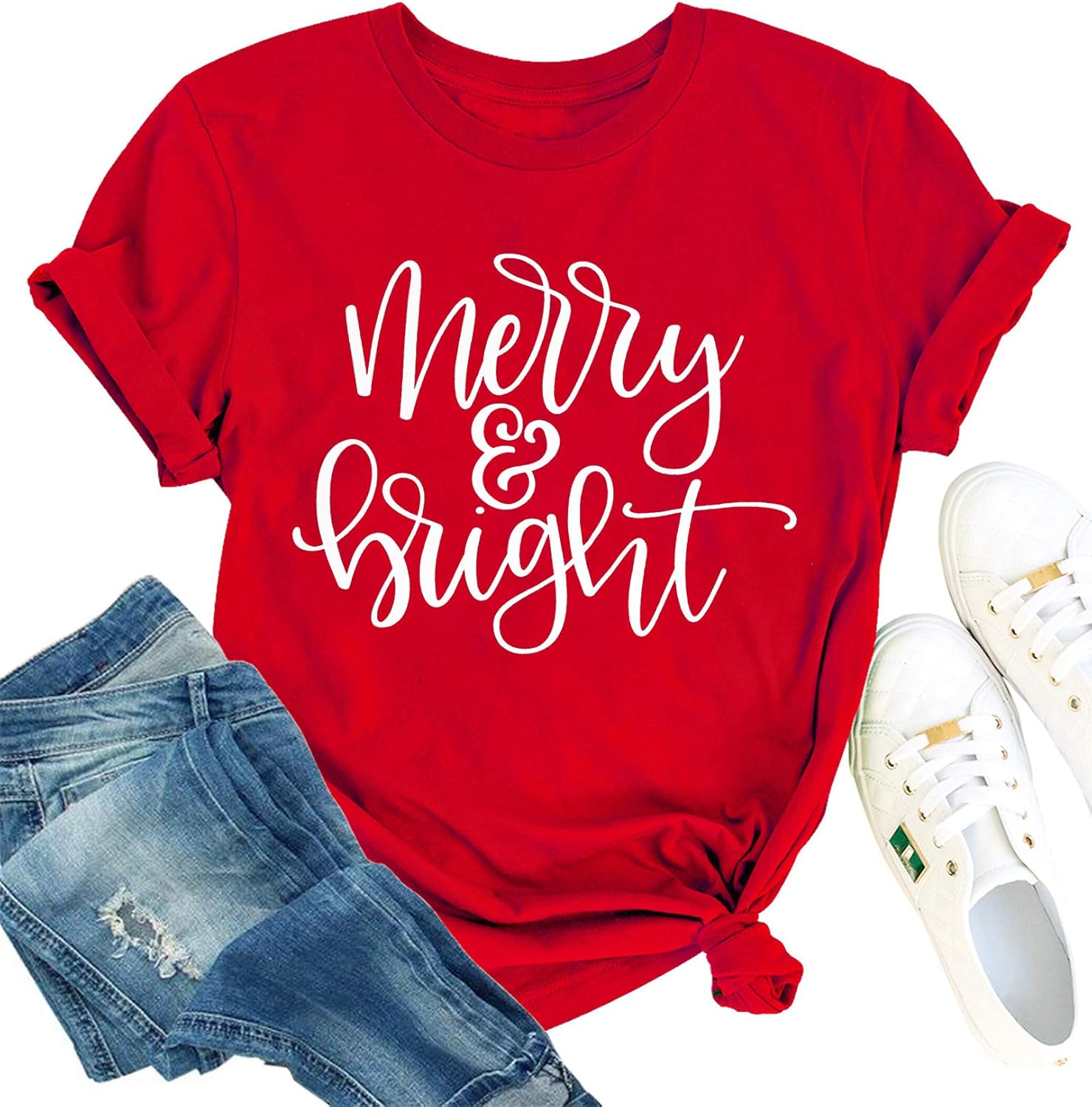 MAIHUN Christmas Shirts, Special Womens Merry and Bright Shirt, Affordable Xmas...