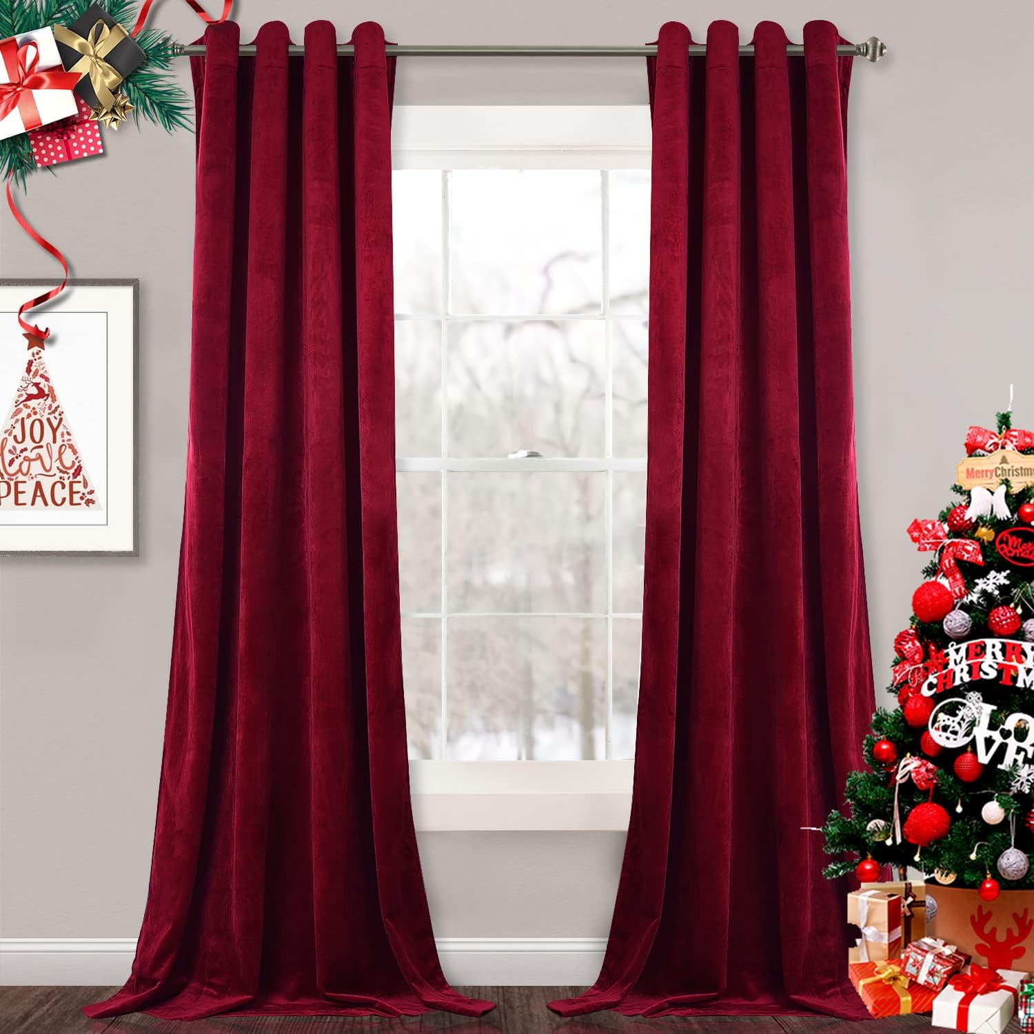 StangH Theater Velvet Curtains Red - Winter Season Decor Soft Thick Velvet Drape...